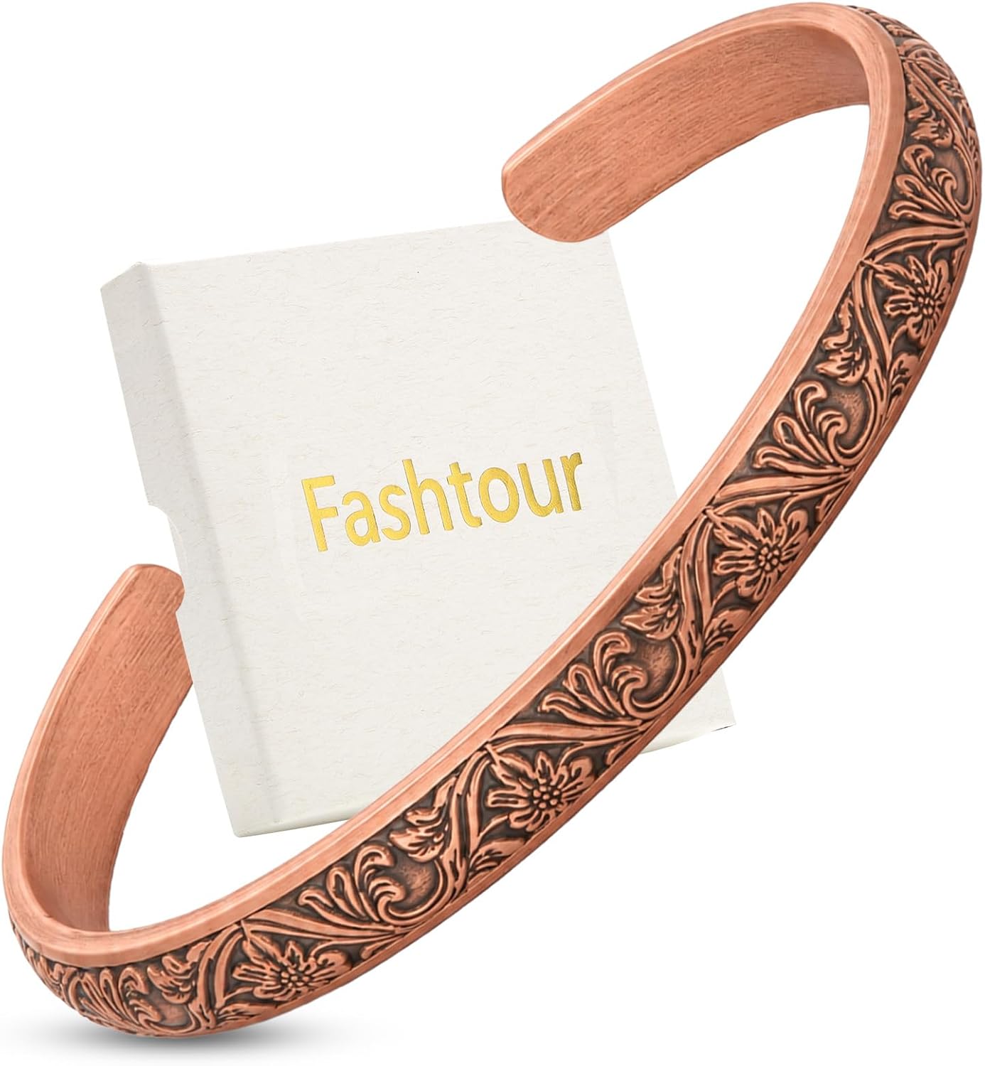 Pure Copper Bracelet – Copper Bracelet for Men & Women – 100% Solid, Raw Handmade Tibetan Cuff Bangle(Classic Vintage Carved Design)