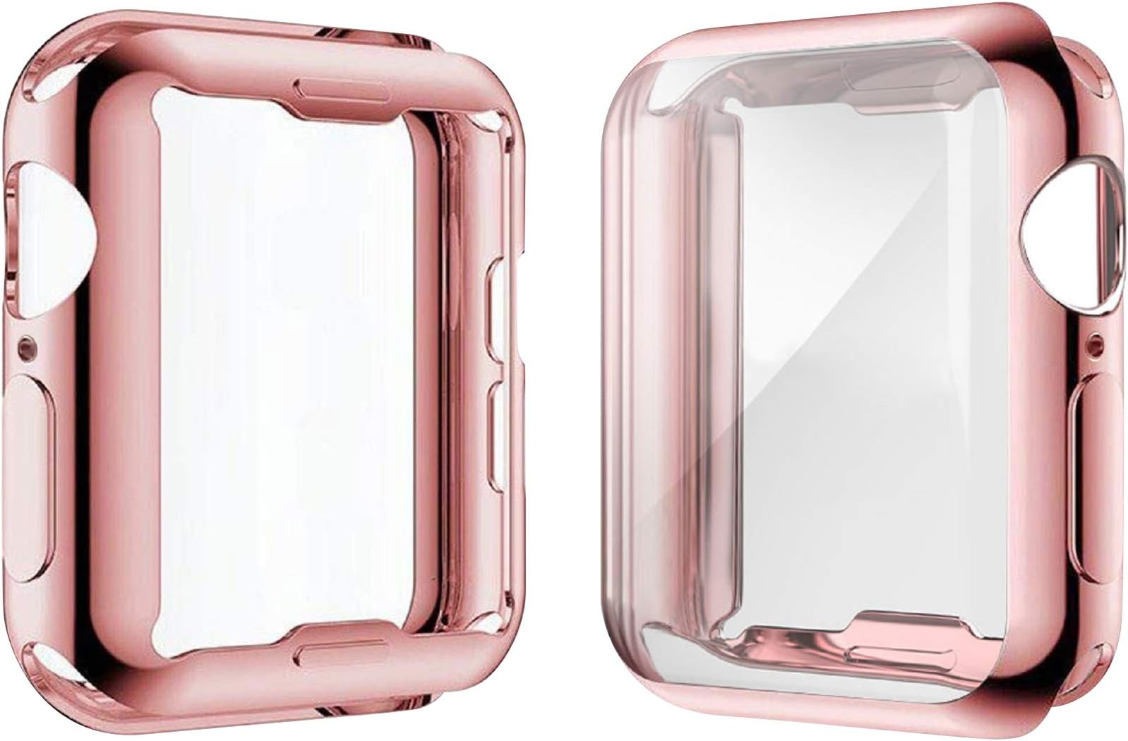 [2-Pack] JULK 40mm Case for Apple Watch New SE 3 (2025) / Series SE / 6/5 / 4 Screen Protector, Overall Protective Soft Case TPU HD Ultra-Thin Cover for iWatch, 1 Rose Pink + 1 Transparent