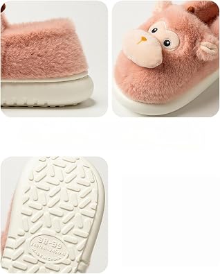 Animal Slippers for Women Cute Monkey Home Fluffy Warm Winter Indoor Men Shoes