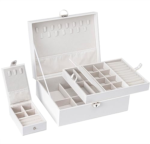 Miniatura 4 de Vickey Joyero organizador para mujeres y niñas, 2 en 1, cajas de joyería y organizadores, caja organizadora de joyas grande para anillos, pulseras,