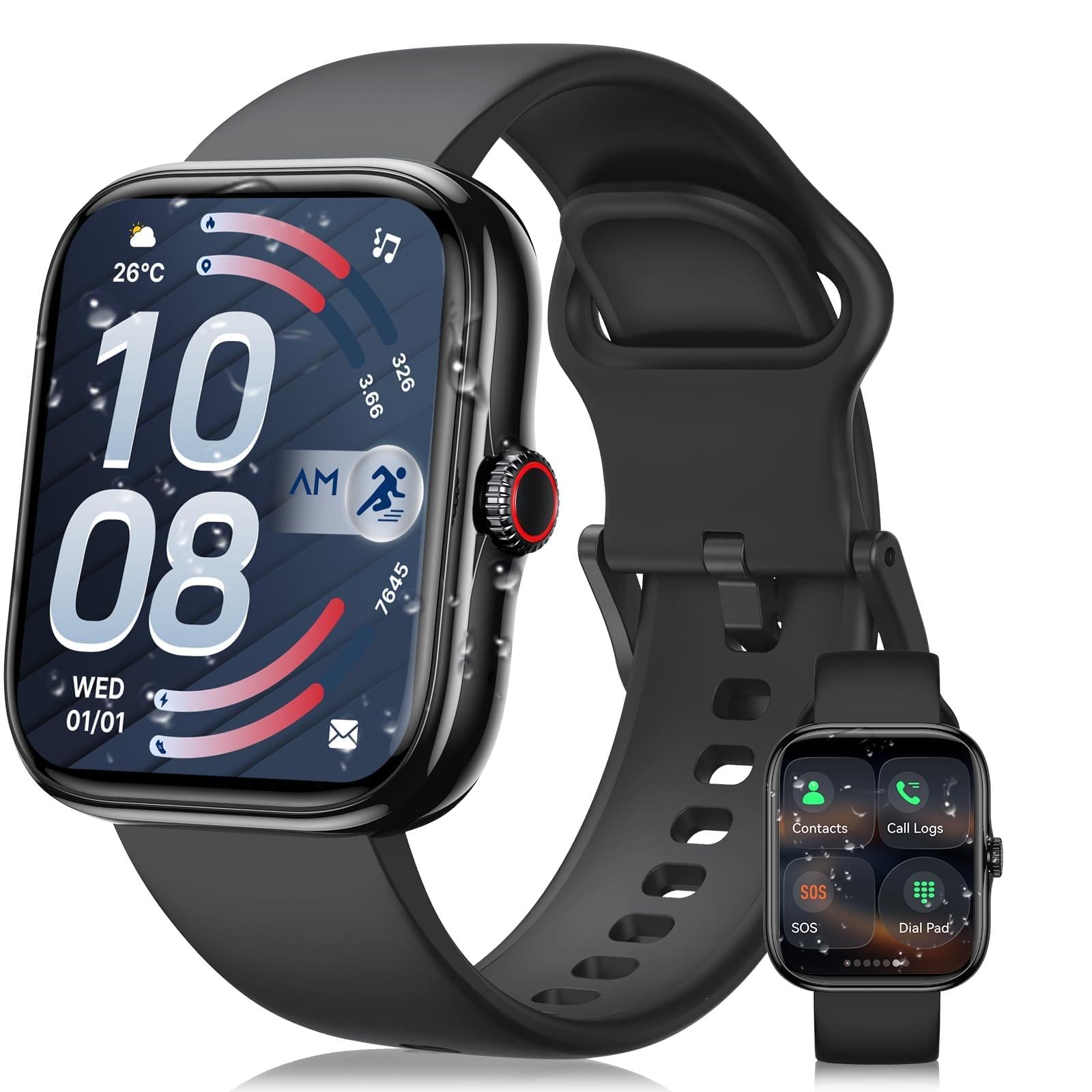 Reloj Inteligente Hombre Mujer con Llamadas, 1.85” 60Hz Smartwatch Hombre