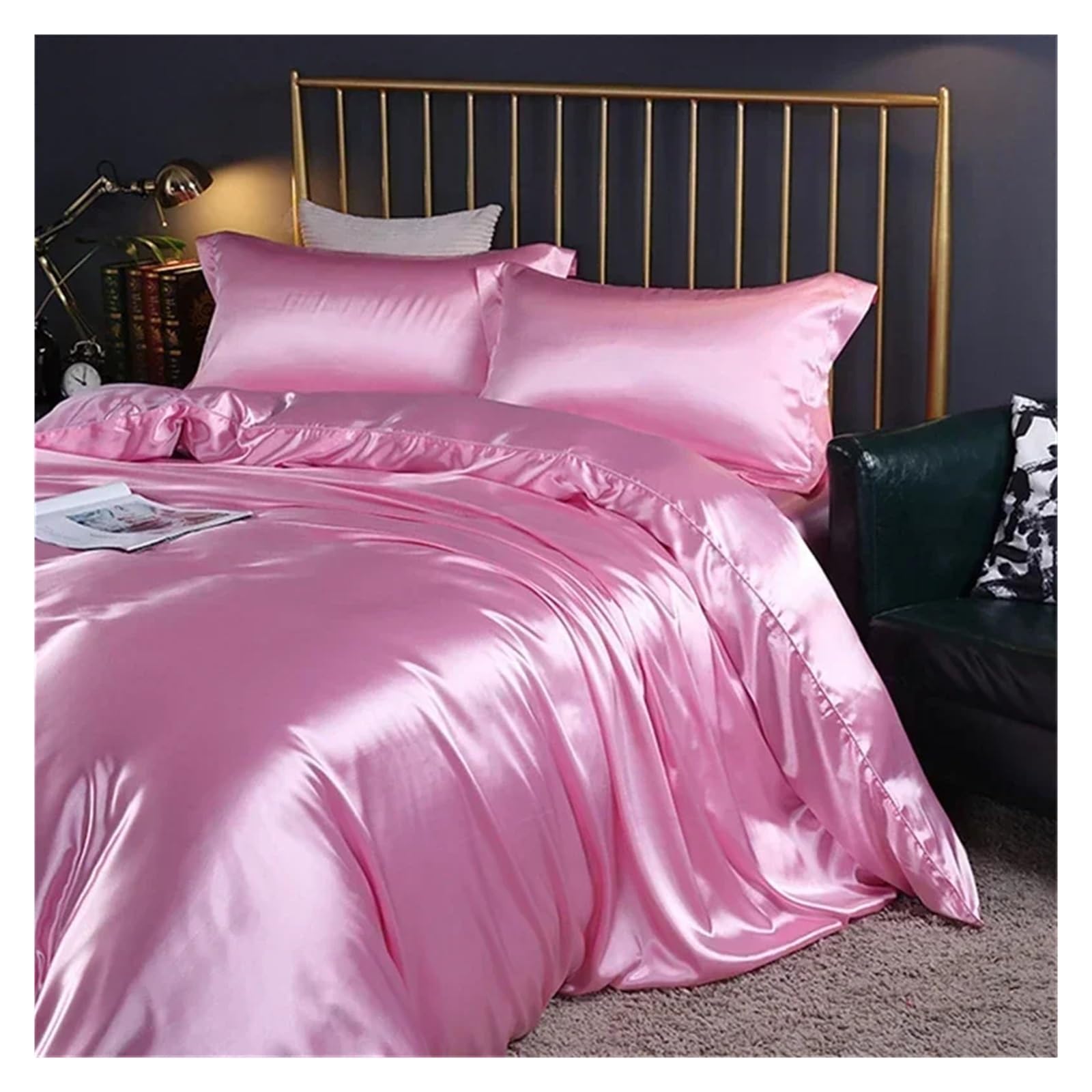 Parure de lit en soie de mûrier naturelle : literie de luxe en satin pour lit Queen et King Size
