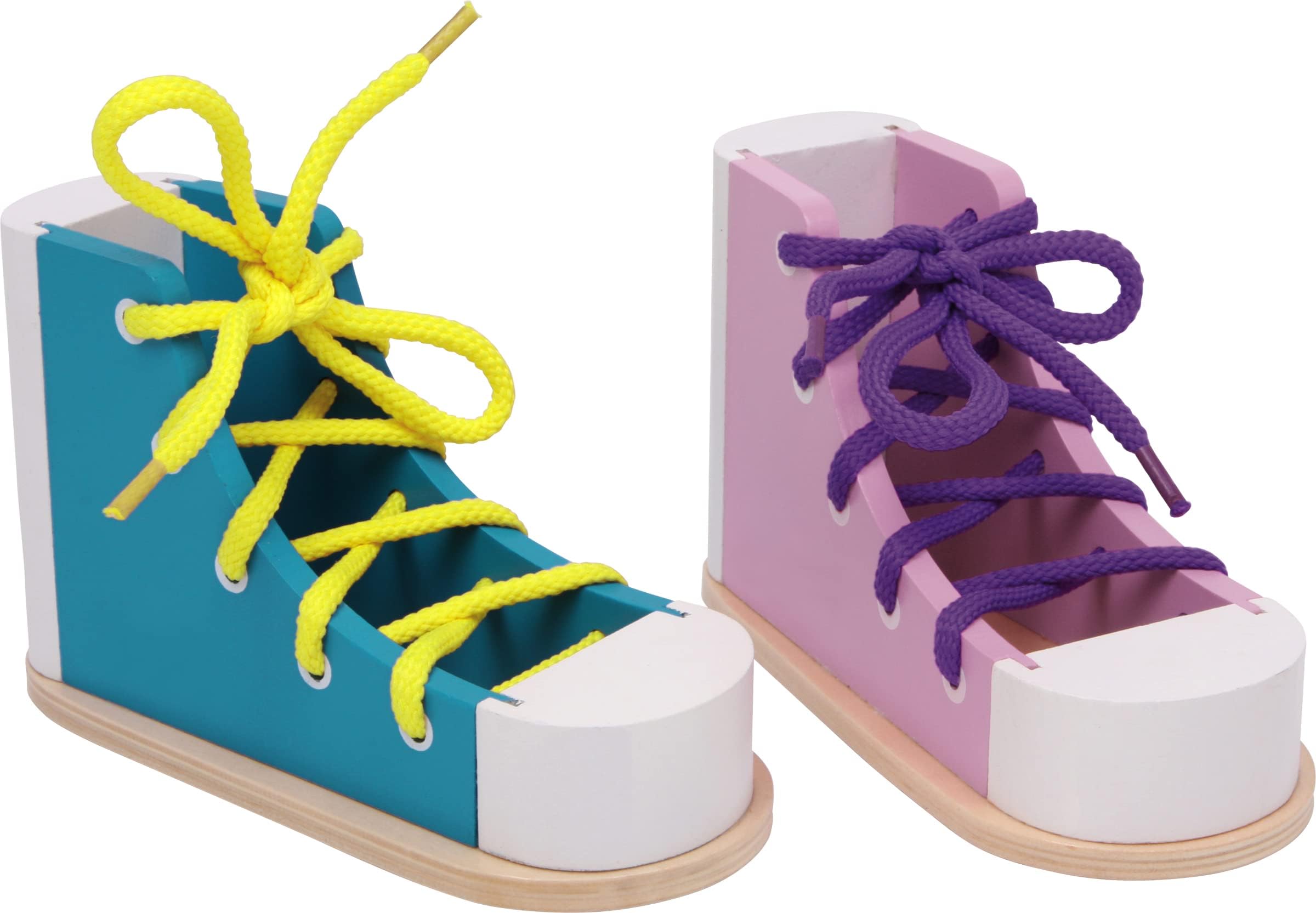 Wooden Toys Colorful Threading Shoes Eductional Set of 2 Shoes