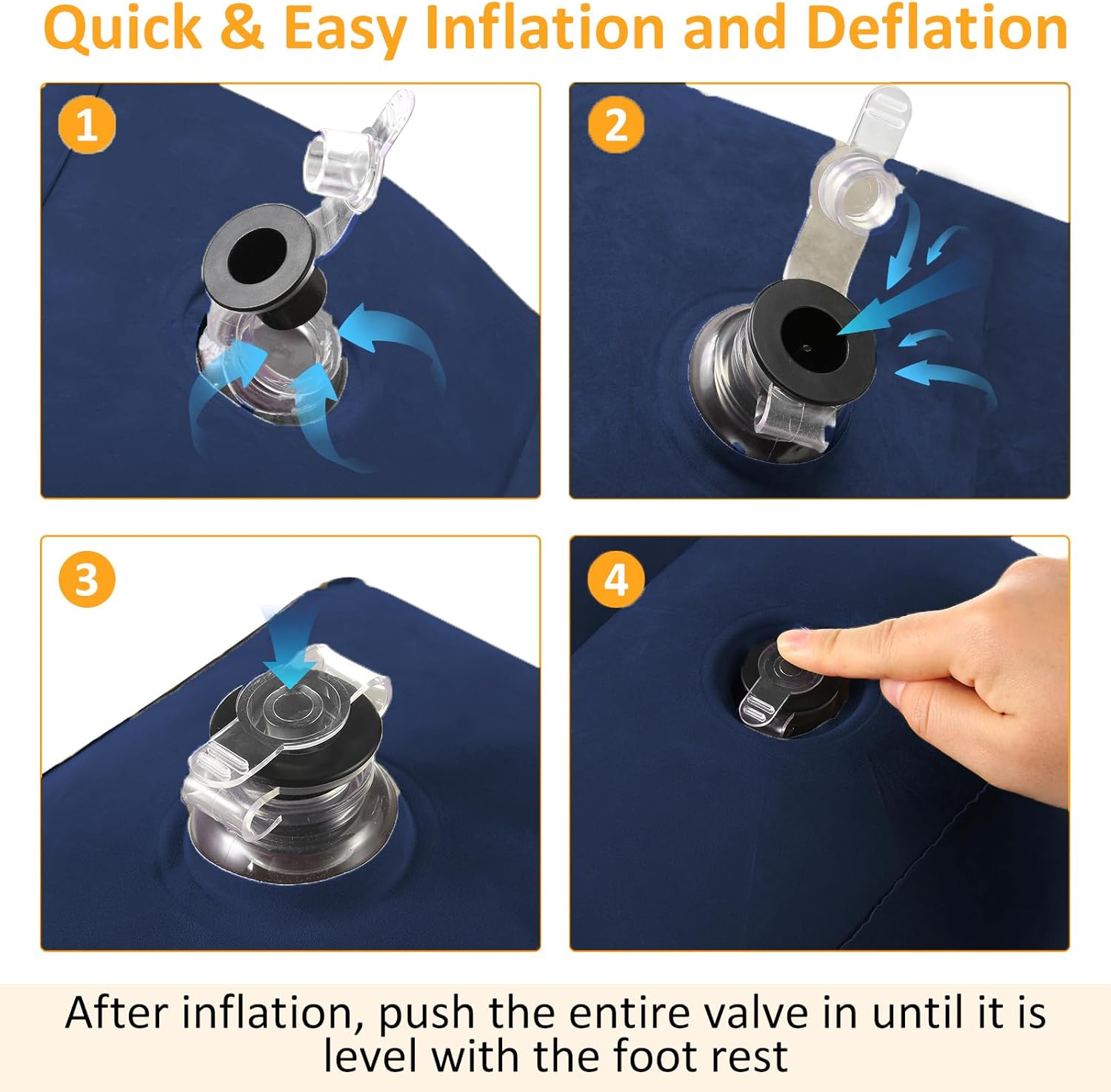 Inflatable Foot Rest Pillow for Travel - Adjustable Height Flight Foot Rest with Eye Mask and Earplugs for Kids & Adults on Airplane, Car, Train, Office, and Home (Blue, 1 PCS) - Image 5