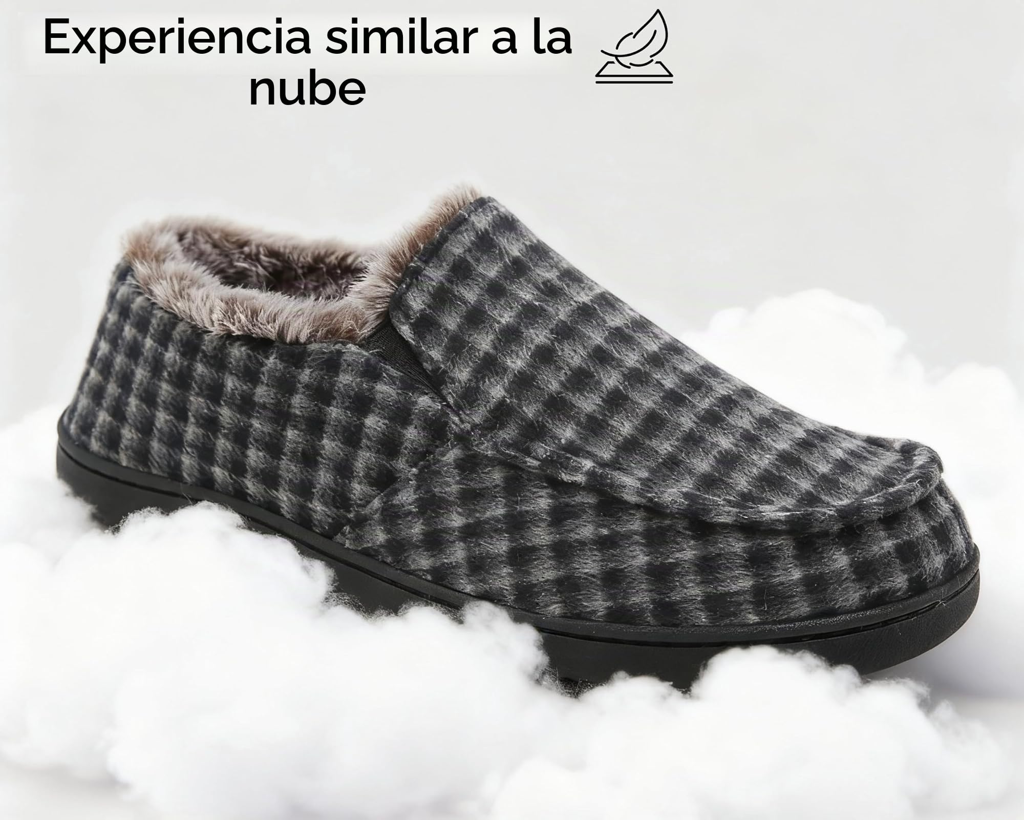 SMajong Zapatillas de Estar por Casa Hombre Invierno Cálido Pantuflas Zapatos con Antideslizante Suelo para Interior y Exterior Gr.40-46