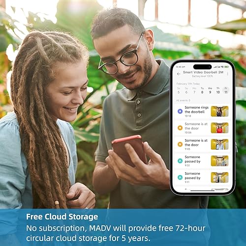 Miniatura 2 de MADV Timbre de video inteligente, resolución 2K, visión nocturna, audio bidireccional, detección de movimiento, respuesta de cambio de voz,
