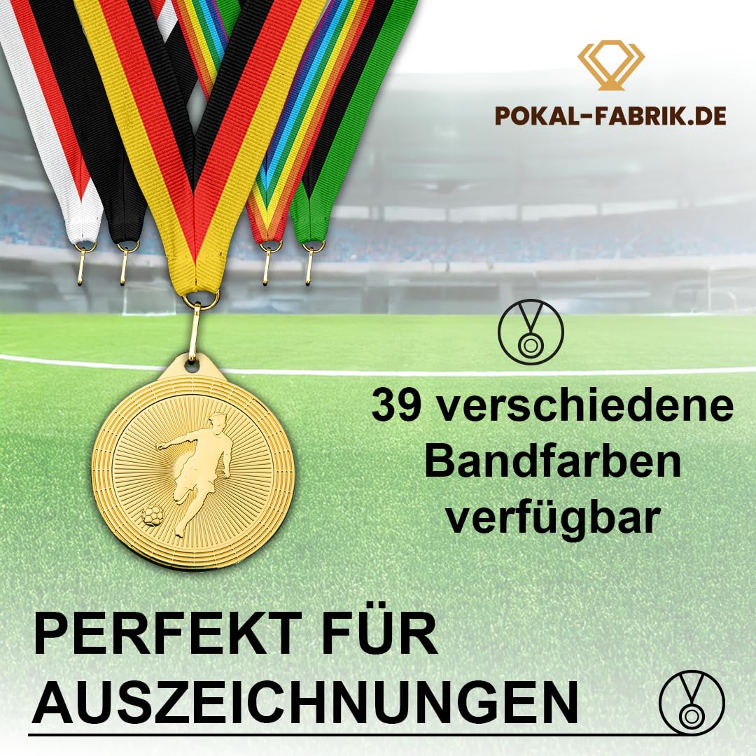 Fußball-Medaillen, Metall, Band nach Wahl | Personalisierter Orden mit optionaler Gravur/Wunschtext, für WM, Turniere, Vereine & Kindergeburtstag