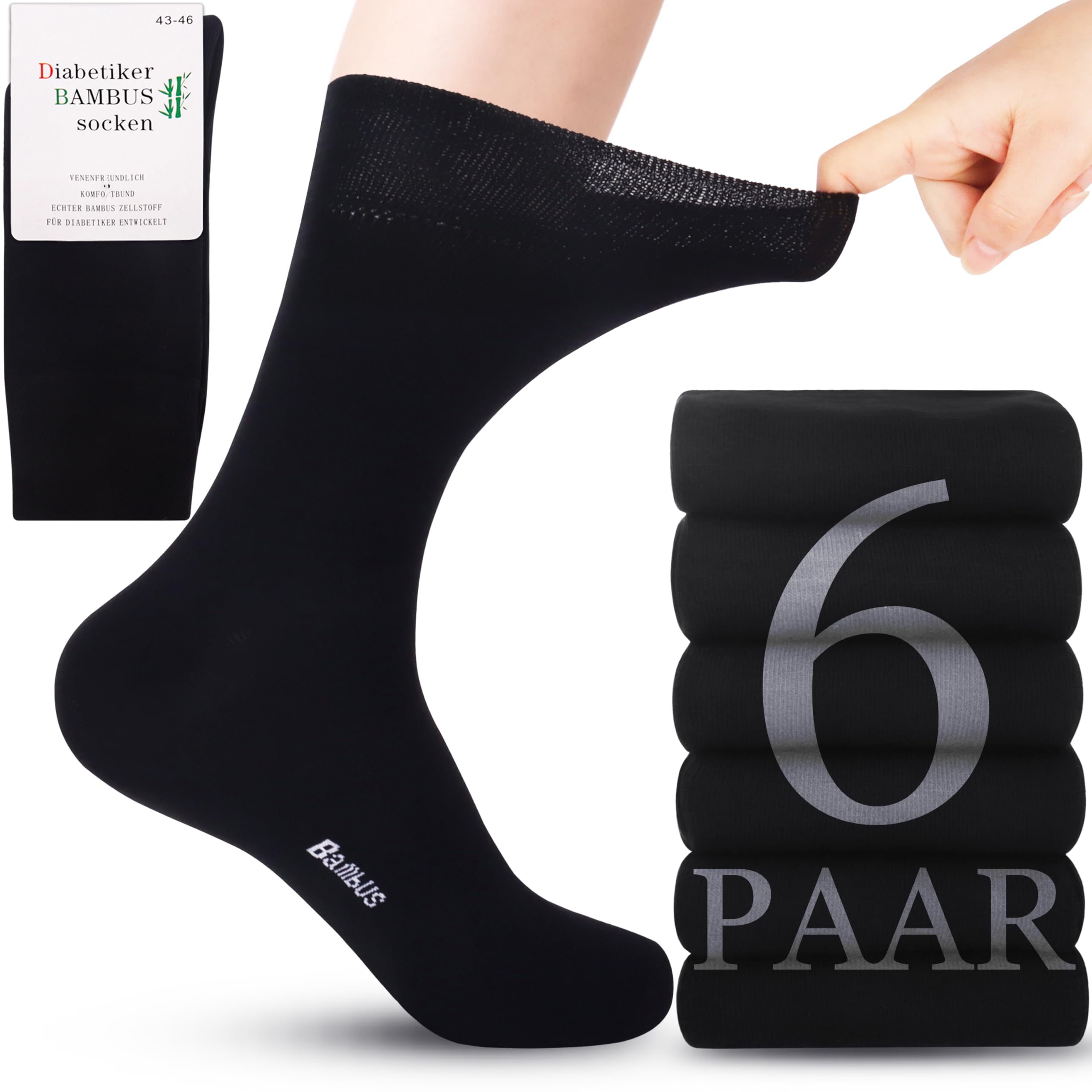 Belloxis 6 Paare Diabetikersocken Herren Bambus Socken Herren Diabetiker Socken Ohne Gummibund Bambussocken