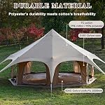TOMOUNT Canvas Bell Tent for Camping Glamping 10 Person Wall Tent with Stove Jack, Family Yurts for All Year Living