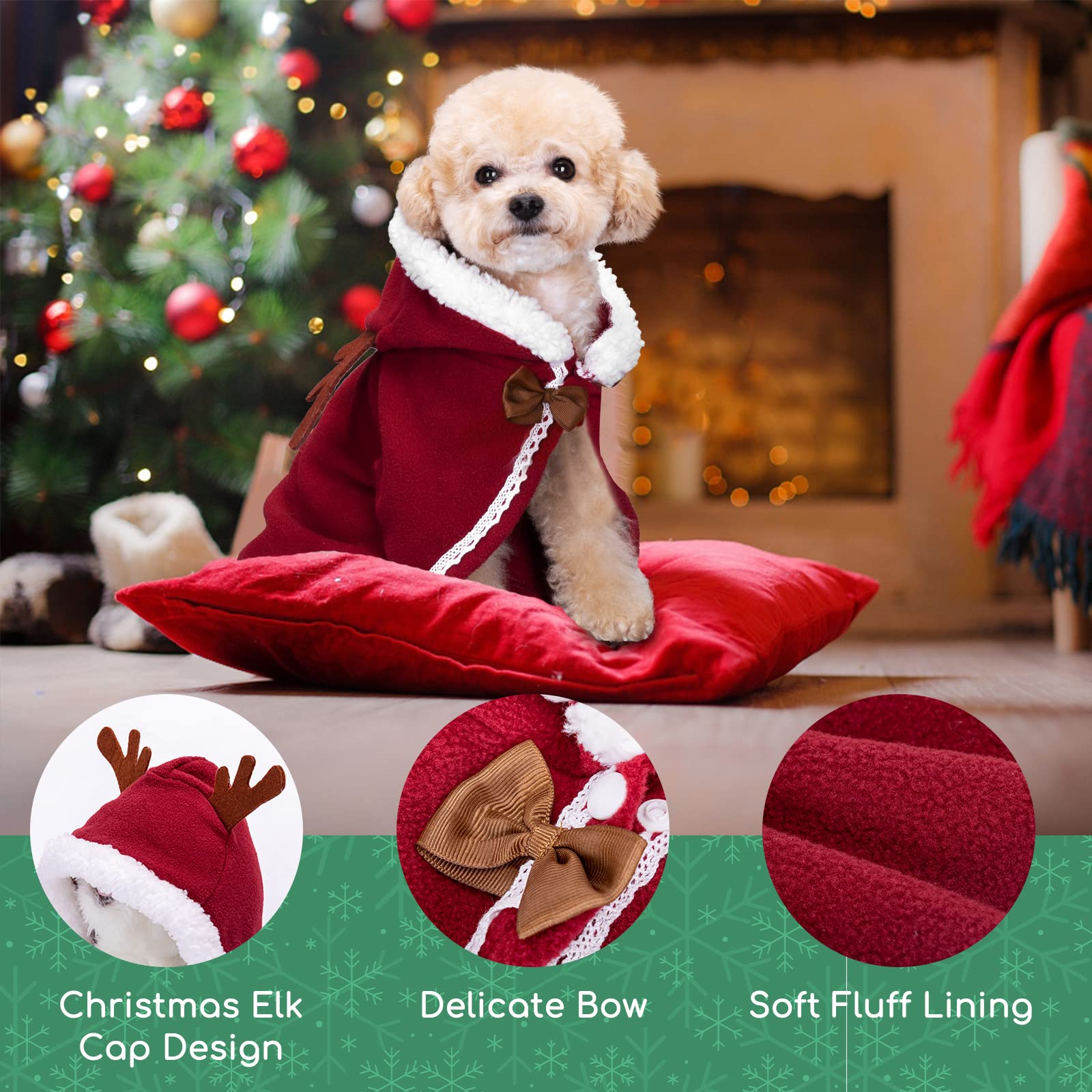 Nobleza-Vestito Natale Gatto Cane, Costume Natalizio per Gatto Regolabili, Vestiti Svegli del Gatto del Cane di Babbo Natale Santa Rosso,Adatto per Natale, Festa, Compleanno.L-45CM