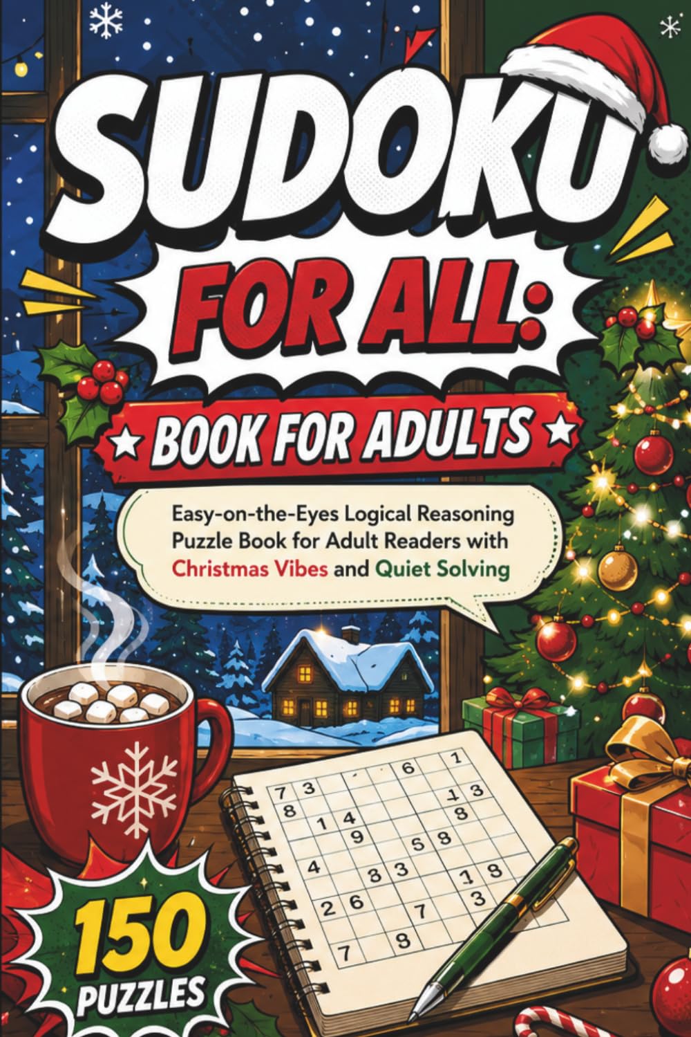 Sudoku for All: Book for Adults: Easy-on-the-Eyes Logical Reasoning Puzzle Book for Adult Readers with Christmas Vibes and Quiet Solving