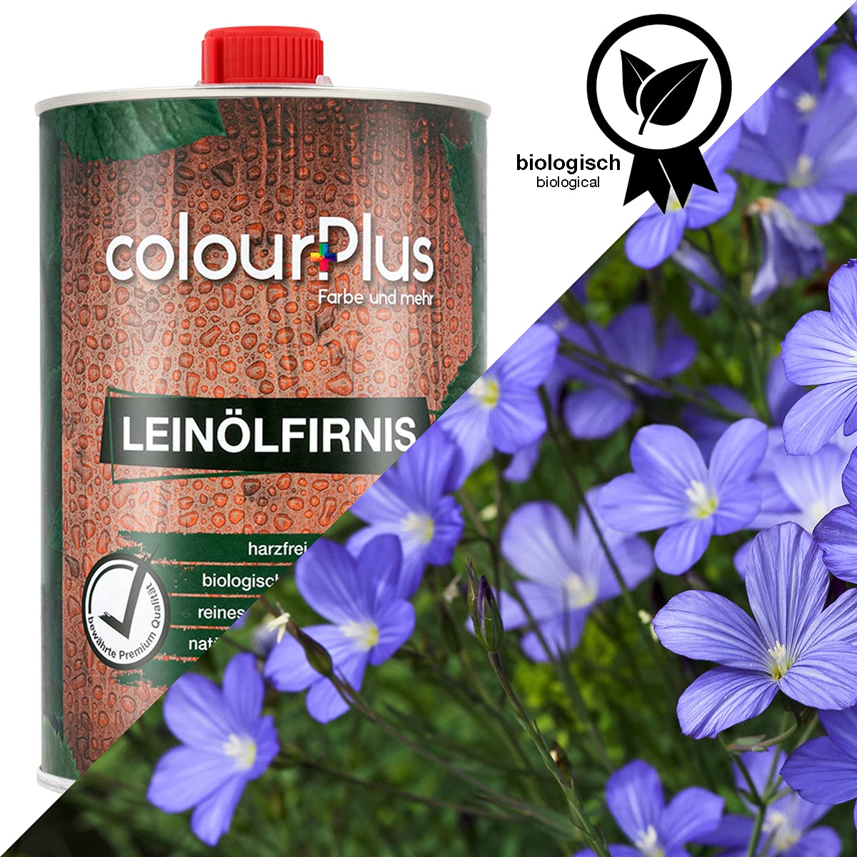 colourPlus®️ biologisches Leinölfirnis (6x1L, seidenglänzend) schützendes Holz ÖL für Innen und Außen - pflegendes Holzöl aussen - Made in Germany