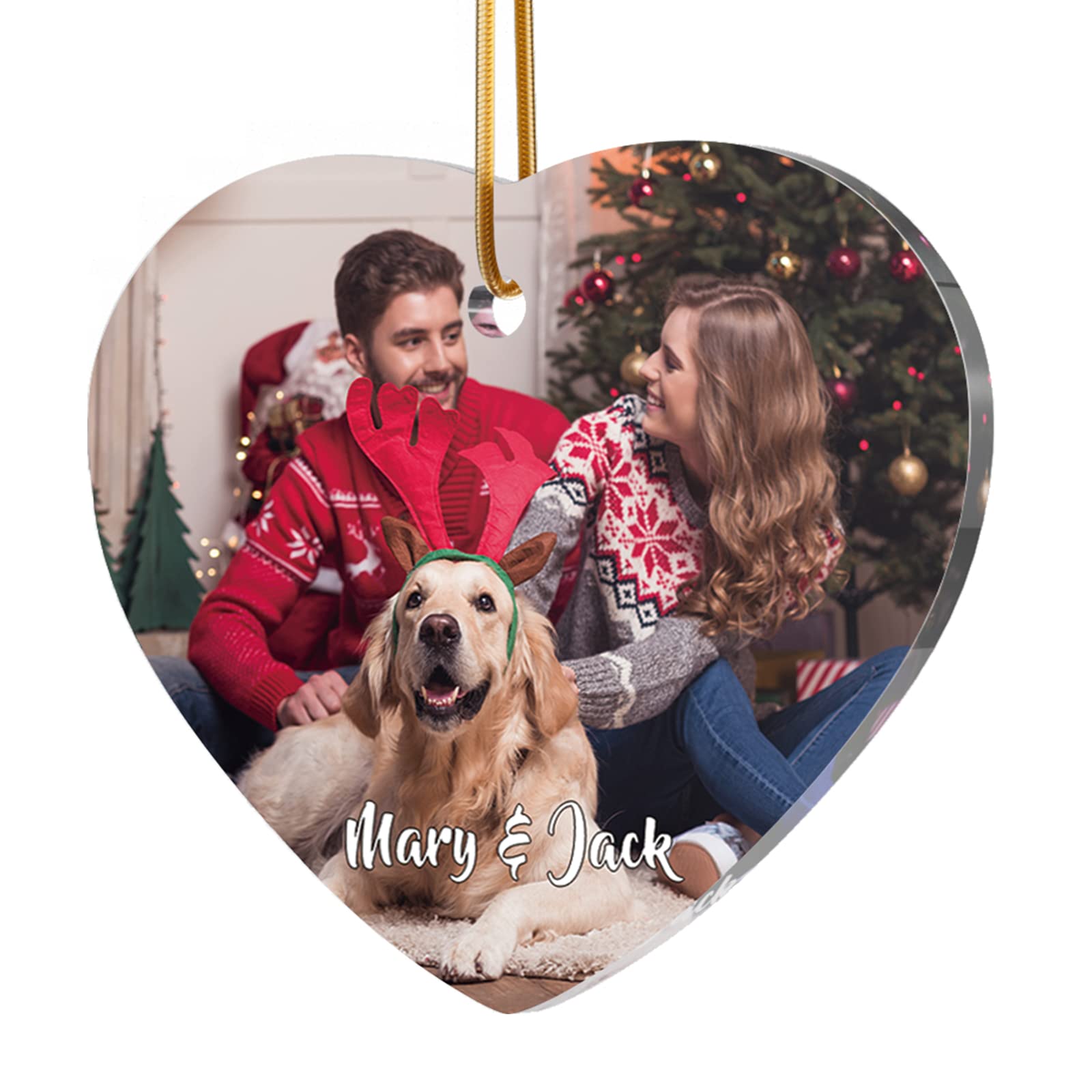 Bolas de Navidad Personalizadas con Fotos - Adornos Navidad Personalizados para Árbol - Decoración Navidad con Cuerda Dorada