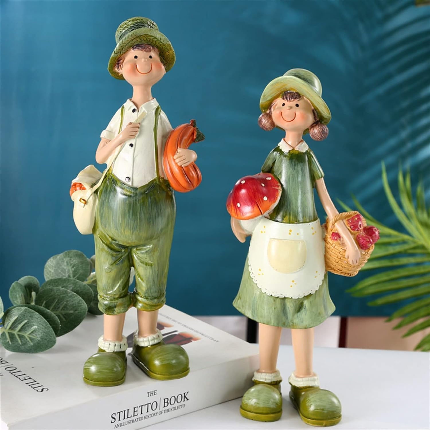 Statues Debout pour garçon et Fille, Ornements artisanaux en résine, Ornements de Jardin, Statue d'extérieur pour la Maison, Le Bureau, Cadeaux d'extérieur pour Anniversaire, Noël, A