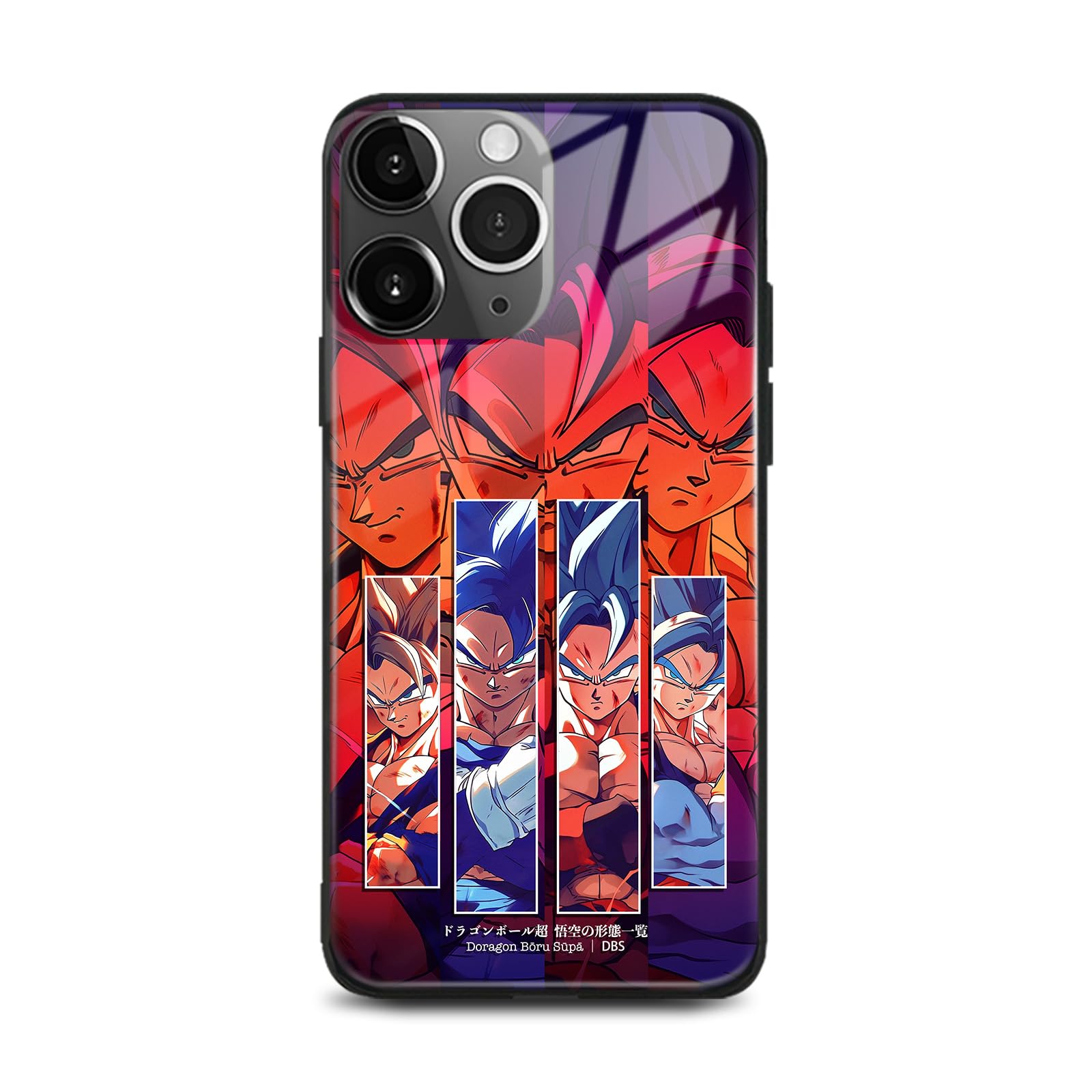 Popular Anime Role Glass Phone Case - Unique Manga Pattern Shell Cool Cover (Super Saiyan Blue,for iPhone 13 Pro)