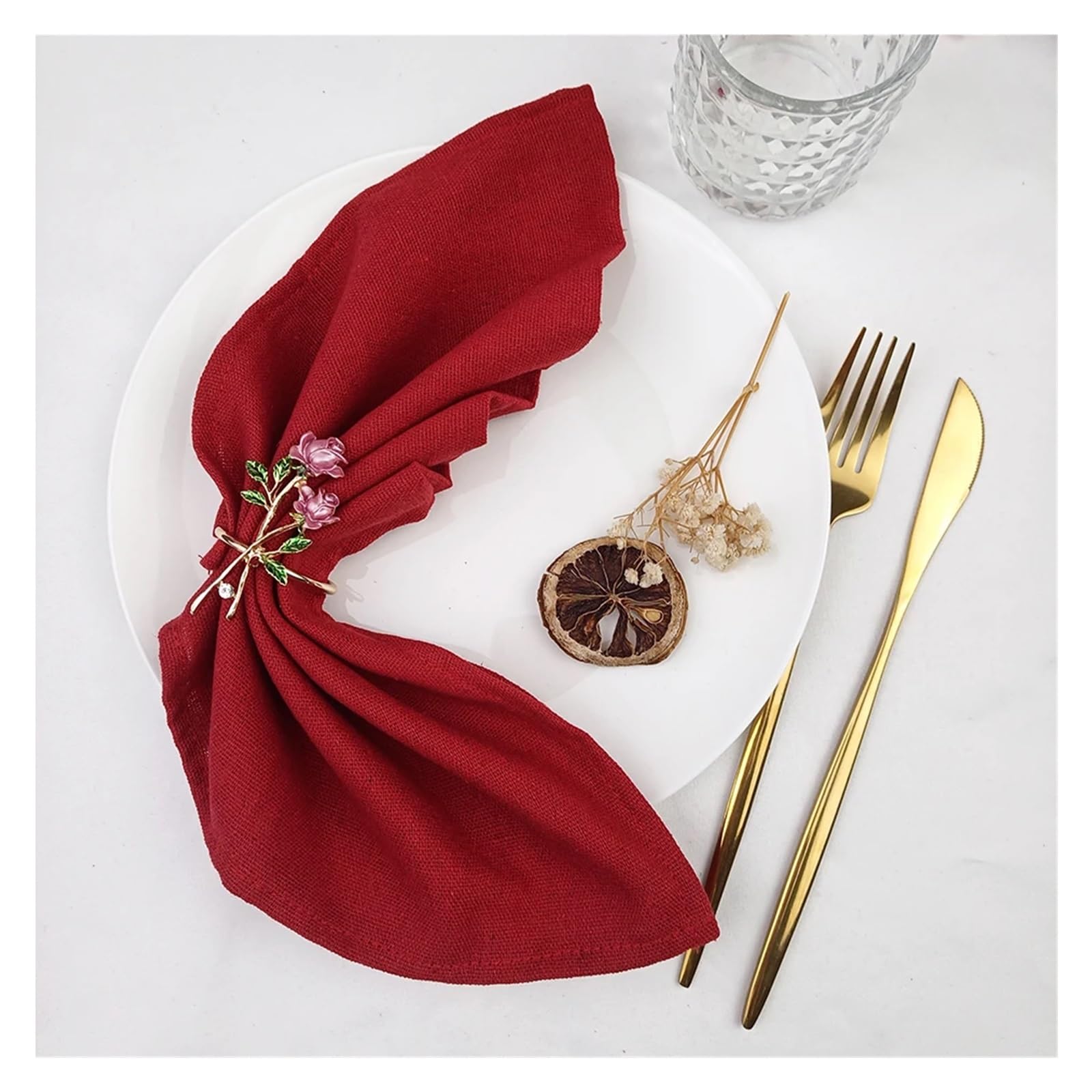 Stoffservietten 12 Stück Servietten aus Poly-Baumwollstoff, waschbare und Wiederverwendbare Tischsets, buntes Tuch, for die Dekoration von Küche, Esszimmer Hochzeit(12PCS Orange)