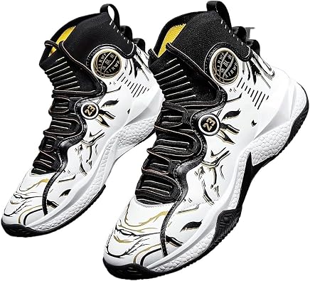 Mens High Top Basketball Shoes with Breathable Non Slip Rubber Soles Shock-Absorbing Durable Sports Training Boots