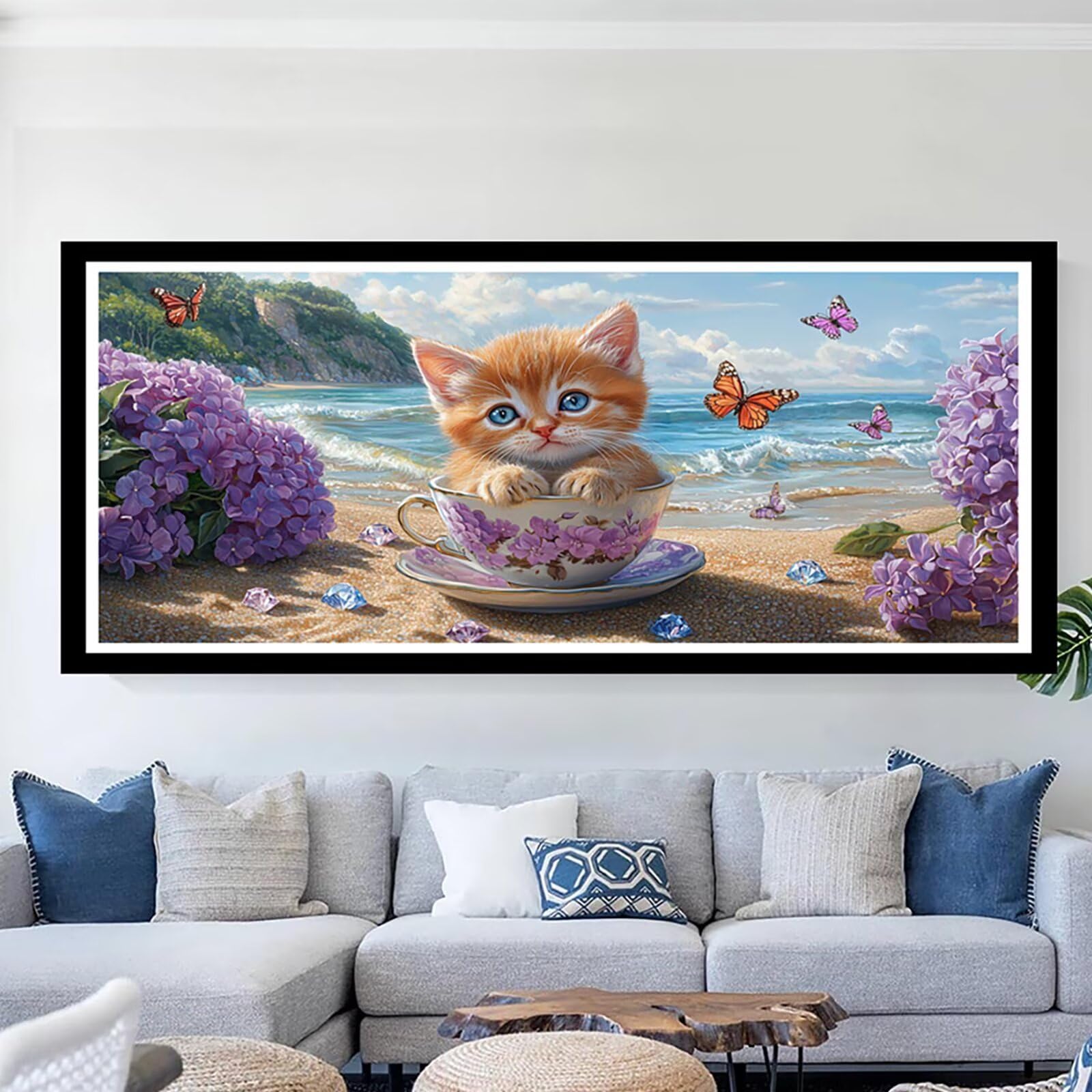 Diamentowa sztuka filiżanka do herbaty diamentowe zestawy do malowania dla dorosłych kota duże 100 x 200 cm sztuka i rzemiosło dla dzieci początkujących DIY 5D pełne wiercenie kryształ klejnot sztuka