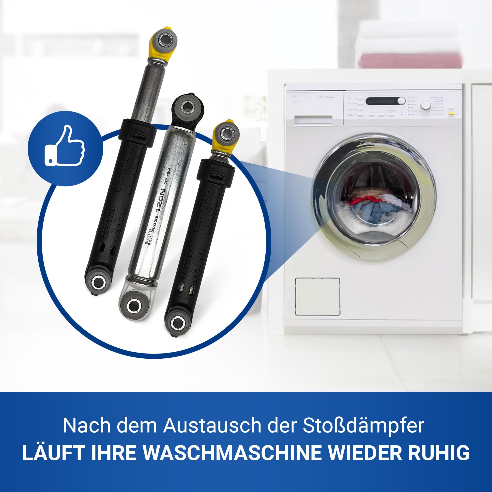 VIOKS 3x Stoßdämpfer Waschmaschine Ersatz für Miеle 7381924 07381920 SUSPA | Vibrationsdämpfer Schwingungsdämpfer Waschmaschinendämpfer Dämpfer, 8mm Bohrung 120N, für Waschmaschine