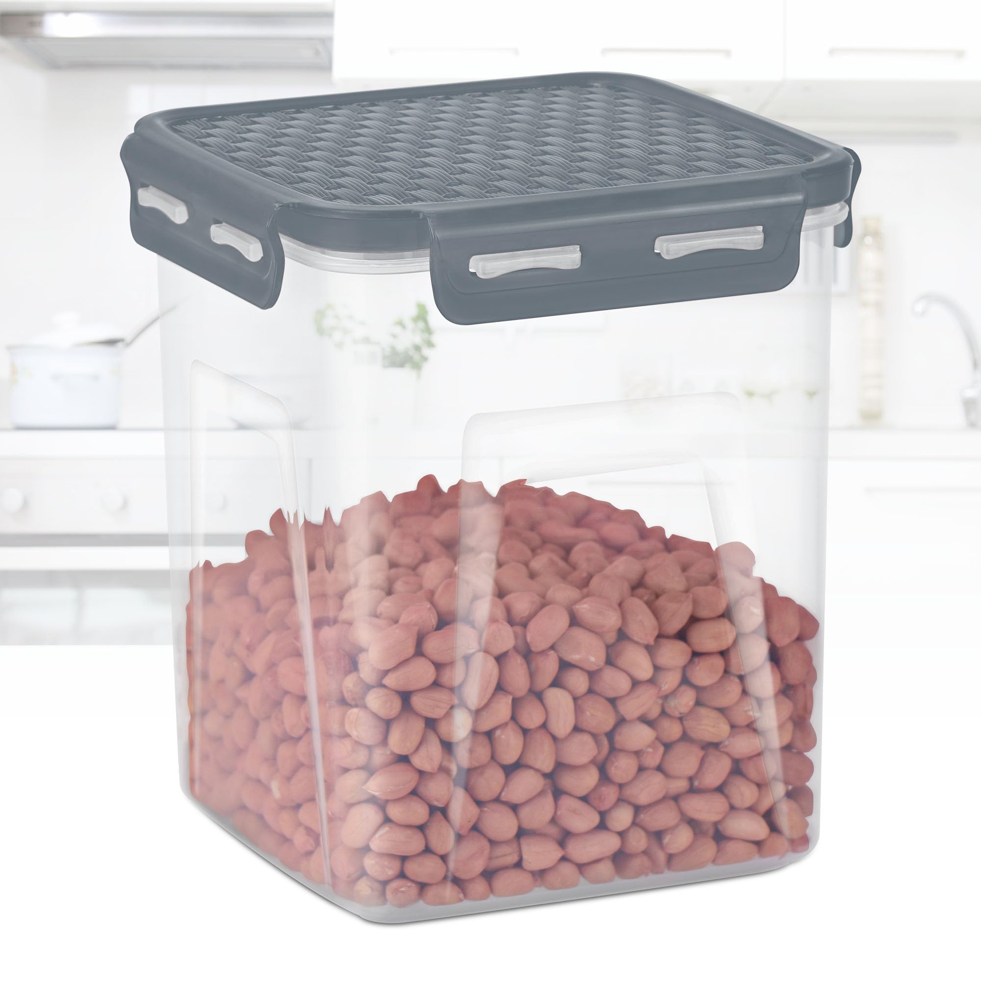 MILTON Lock It Modular Kitchen Container Setof 4, 2490 ml each I Airtight Lid | BPA-Free Food Grade | Four Side Lock Lid I Transparent, Stackable I Dishwasher Safe I Ideal for Atta, Rice, Flour — Amazon image 2