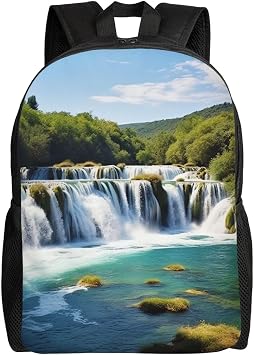 Travel Backpack for Women Men Waterfalls on Krka River Laptop Backpack Large College Bag Waterproof Casual Daypack