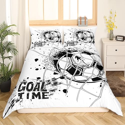 Erosebridal Funda de edredón de fútbol para niños, tamaño Queen, juego de ropa de cama de fútbol americano, juegos deportivos, funda de edredón para