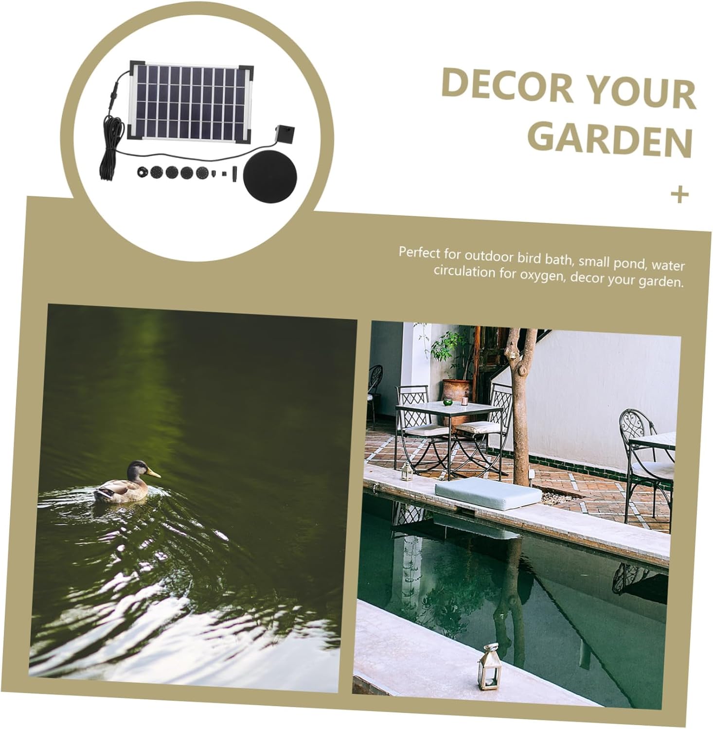 1set Pump Outdoor Water Pump for Garden Decoration Energy Saving Feature for Bath and Aquatic Plants