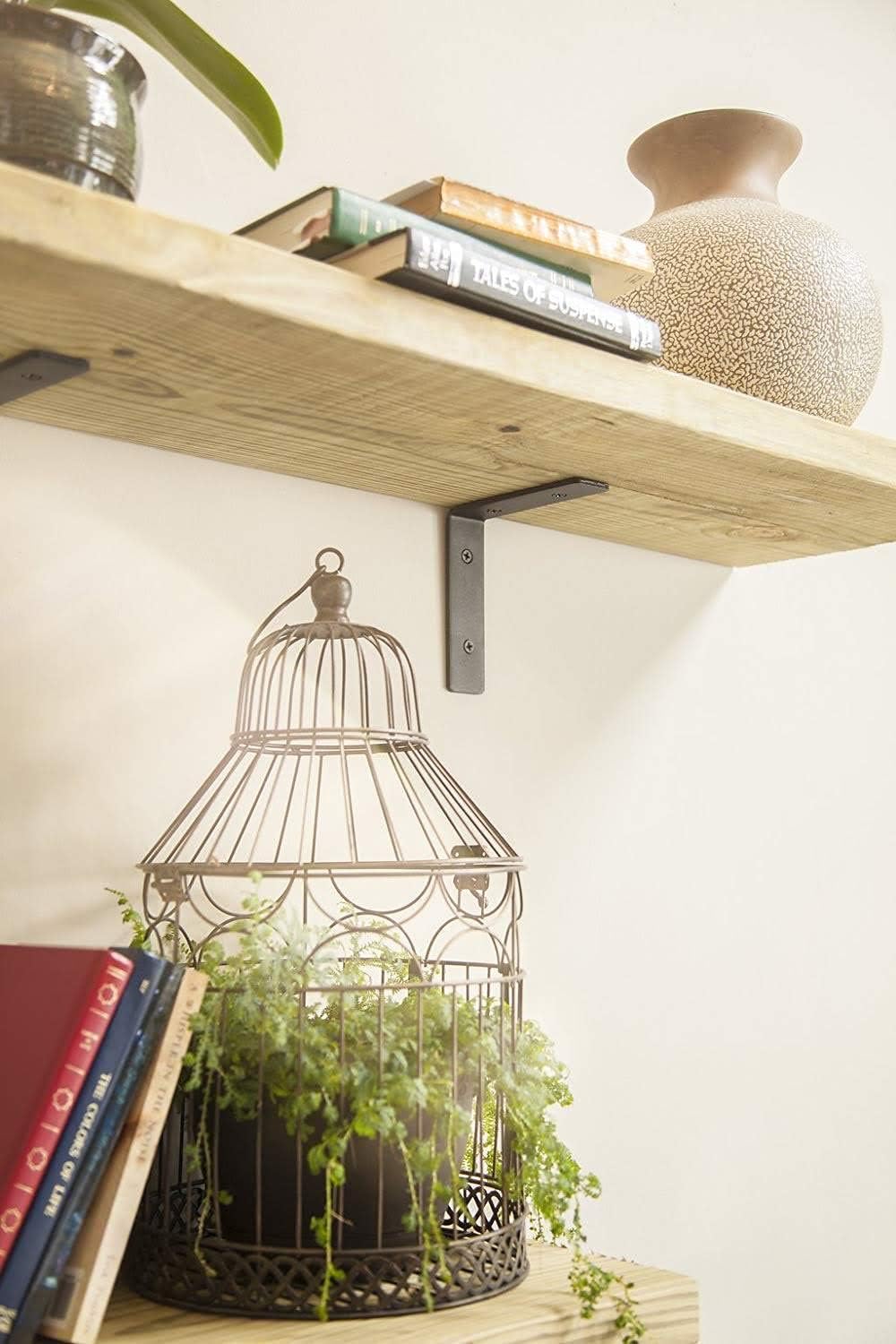 Heavy Duty Metal Wall Brackets: 6 x 6-inch Rustic Steel L Bracket for Hanging DIY Iron Shelving - Hang a Bookshelf or Industrial Shelves - 1.5-inch Wide x 5mm Thick Shelf Supports - Includes Screws