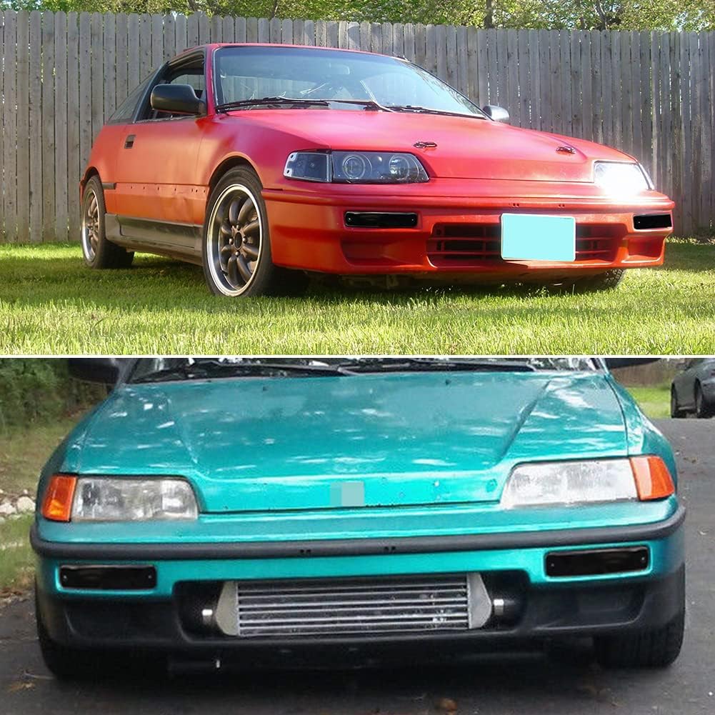 For 1990 1991 Honda CR-X/CRX Front Bumper Turn Signal Light Housings HO2530108 + HO2531108 Smoked Lens