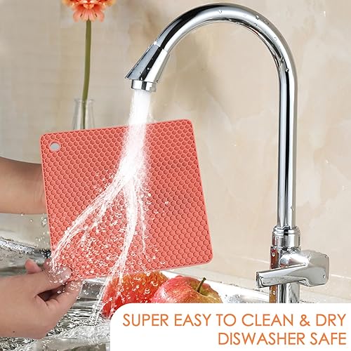 Miniatura 7 de Paquete de 4 salvamanteles para platos calientes, soportes de silicona para ollas, almohadillas calientes para cocina, salvamanteles de silicona