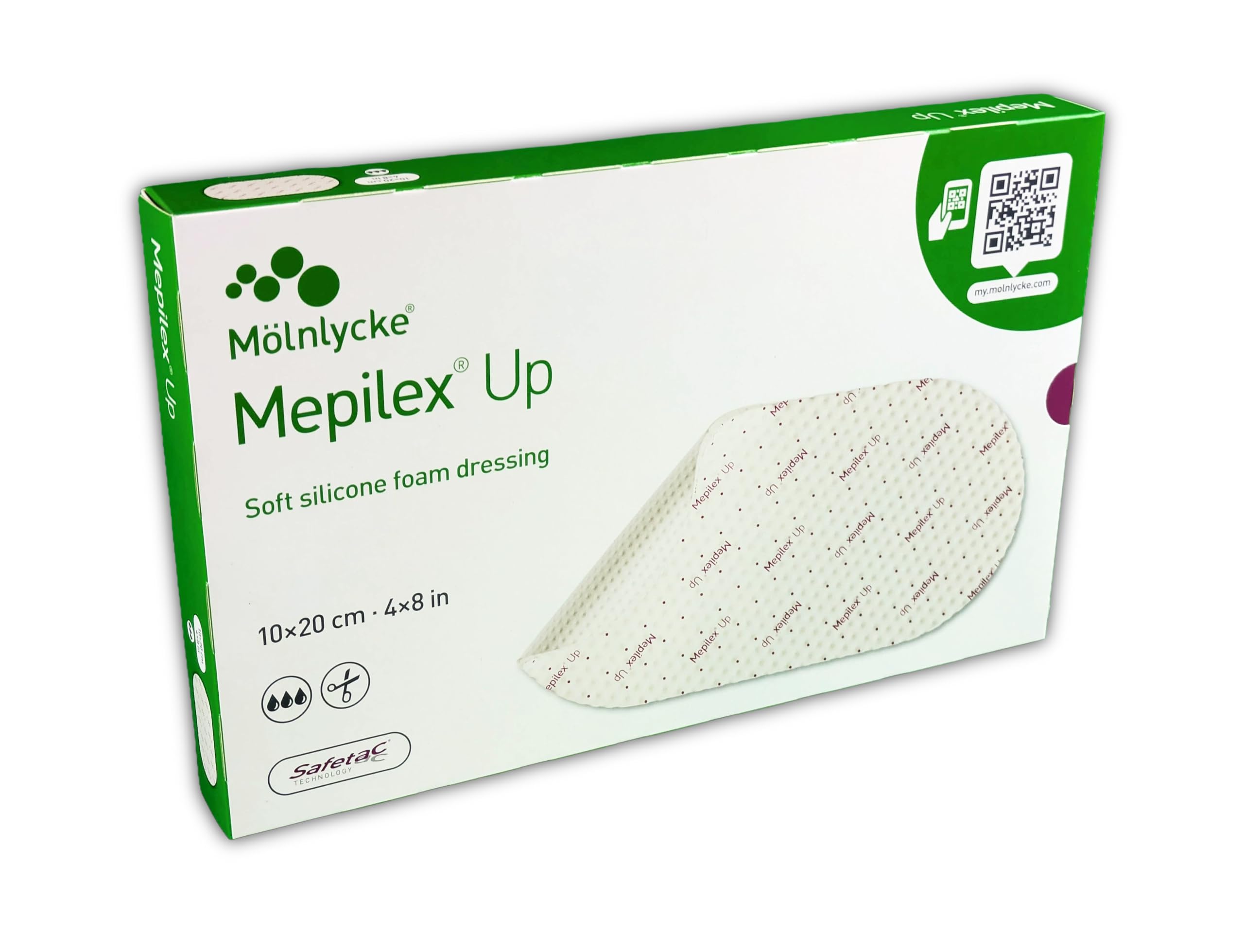 Mölnlycke, Mepilex Up 10cm x 20cm, Soft Silicone Foam Dressing