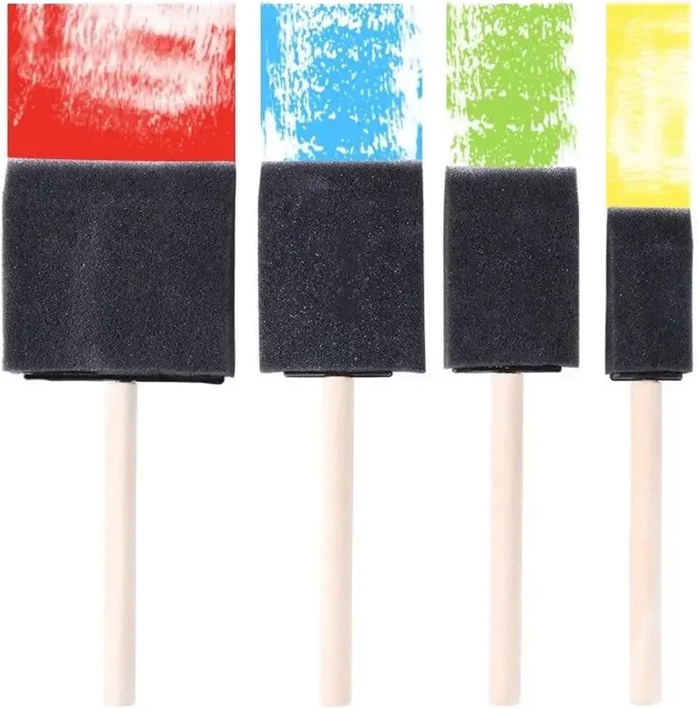 Foam Paint Brushes 12 Set/48 Pcs Wooden Handle Foam Sponge Brushes DIY Art – Ideal for Watercolor, Oil & Stain Craft Projects