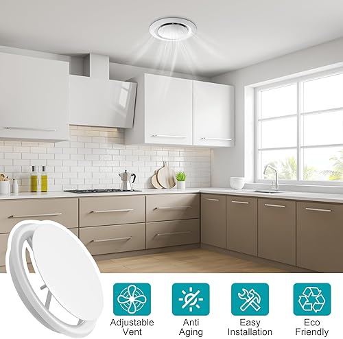 Miniatura 2 de HG Power Ventilación ajustable de 10 pulgadas, cubierta de ventilación redonda con tornillos, difusor de plástico ABS para sala de estar, armario,
