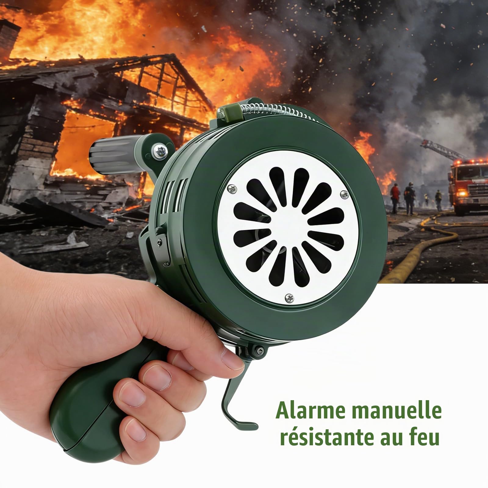 Sirène manuelle, à manivelle, en alliage d'aluminium, pour les zones d'urgence telles que les mines, la construction de tunnels, les chantiers de construction, les écoles, les hôtels, l'armée et la