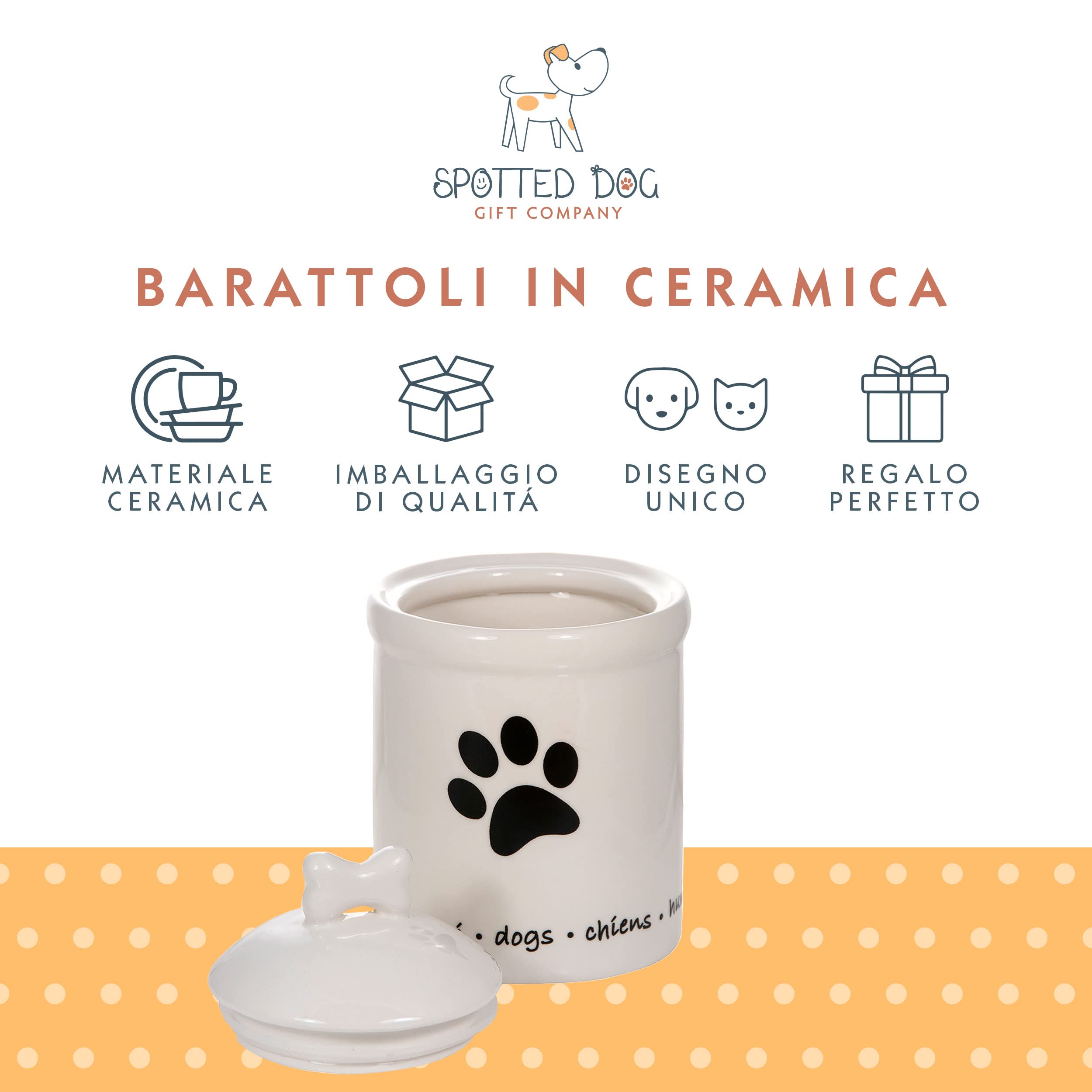 SPOTTED DOG GIFT COMPANY - Barattolo da cucina per cibo cani e biscotti per cani - idee regalo - in ceramica