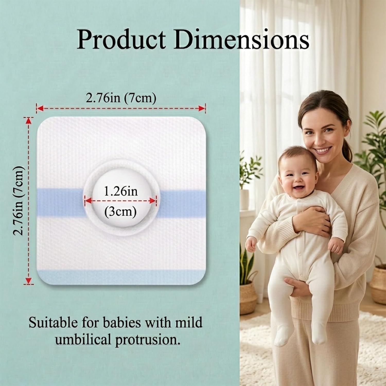 25Pcs Baby Belly Navel Patches, Waterproof Umbilical Hernia Patch with Cotton Pads, Infant Belly Button Corrector for Newborns with Protruding Navel, Gentle Baby Essentials (2.8 x2.8 inches)