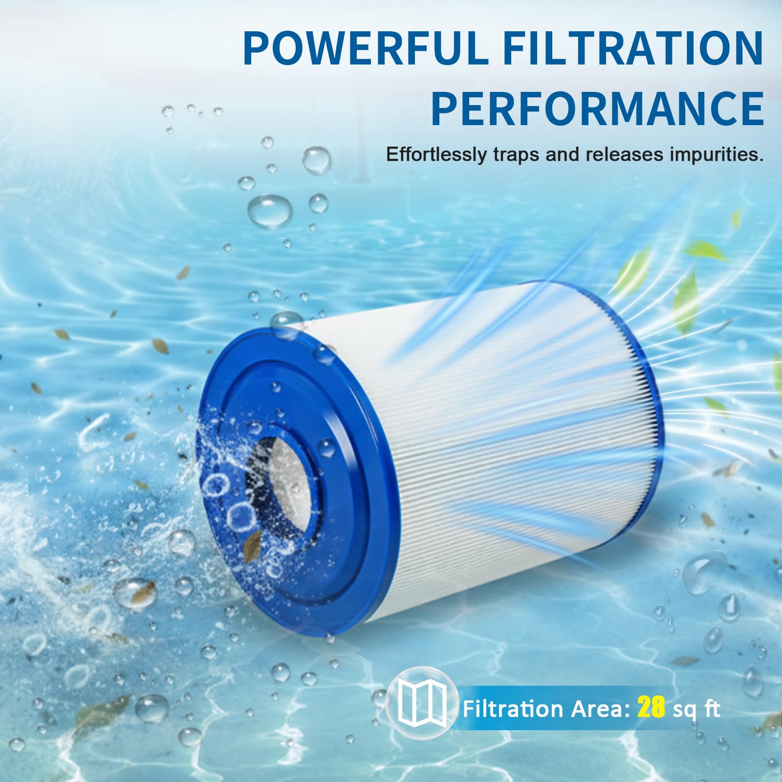 PAS28 - Filtro compatible con PAS28, PAS28-F2L, PAS28-F2L-B12, X29-PAS28-F2L, 06-0052-12, 06-0055-12, FC-0309, FC-0312, SD-01330, cartucho de repuesto para bañera de hidromasaje, spa, piscina, paquete