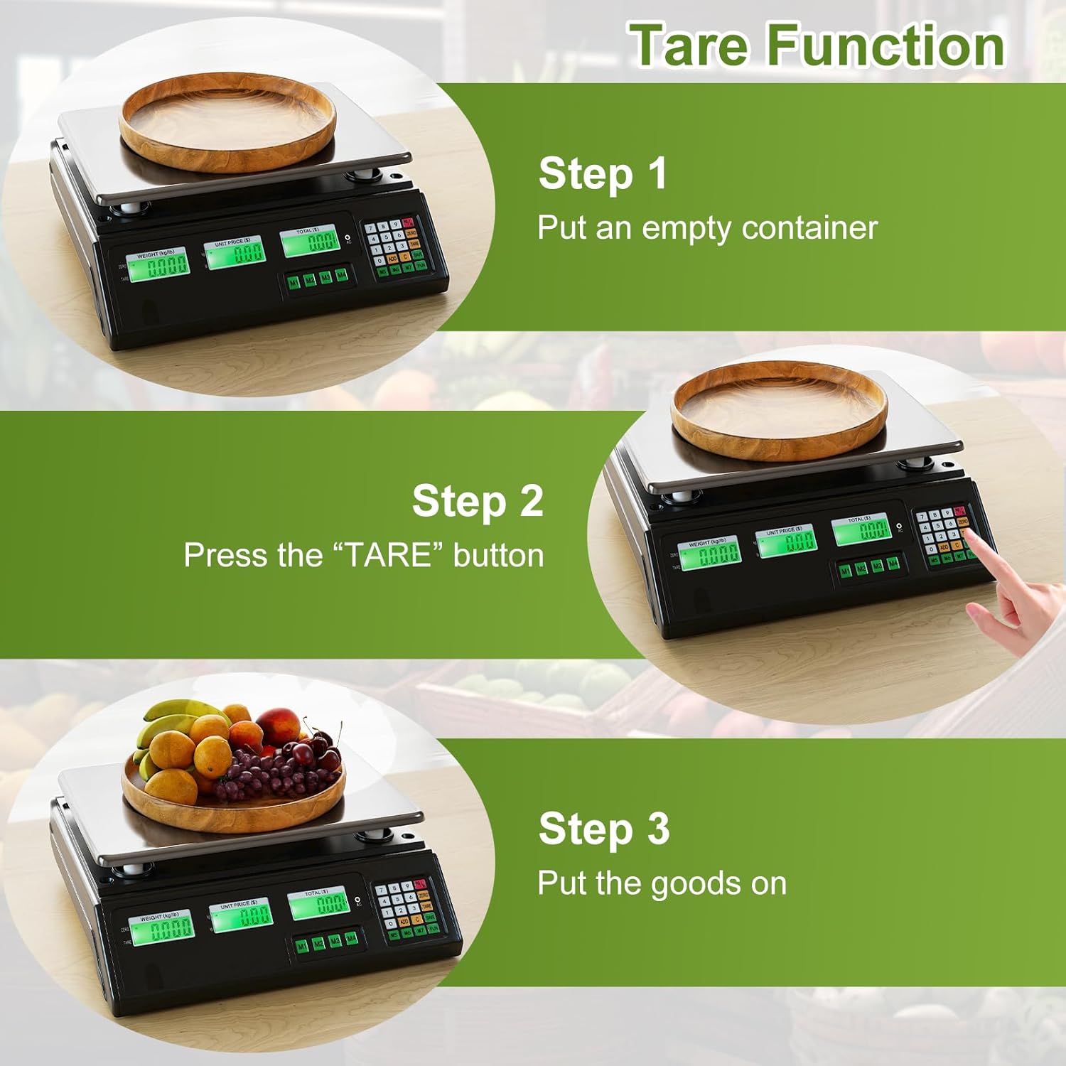 S AFSTAR 88 lb Commercial Food Scale, Digital Price Computing Scale with Dual LCD Display, Stainless Steel Platform, Tare & Counting Function, Market Scales for Farmers, Retail Outlet & Deli