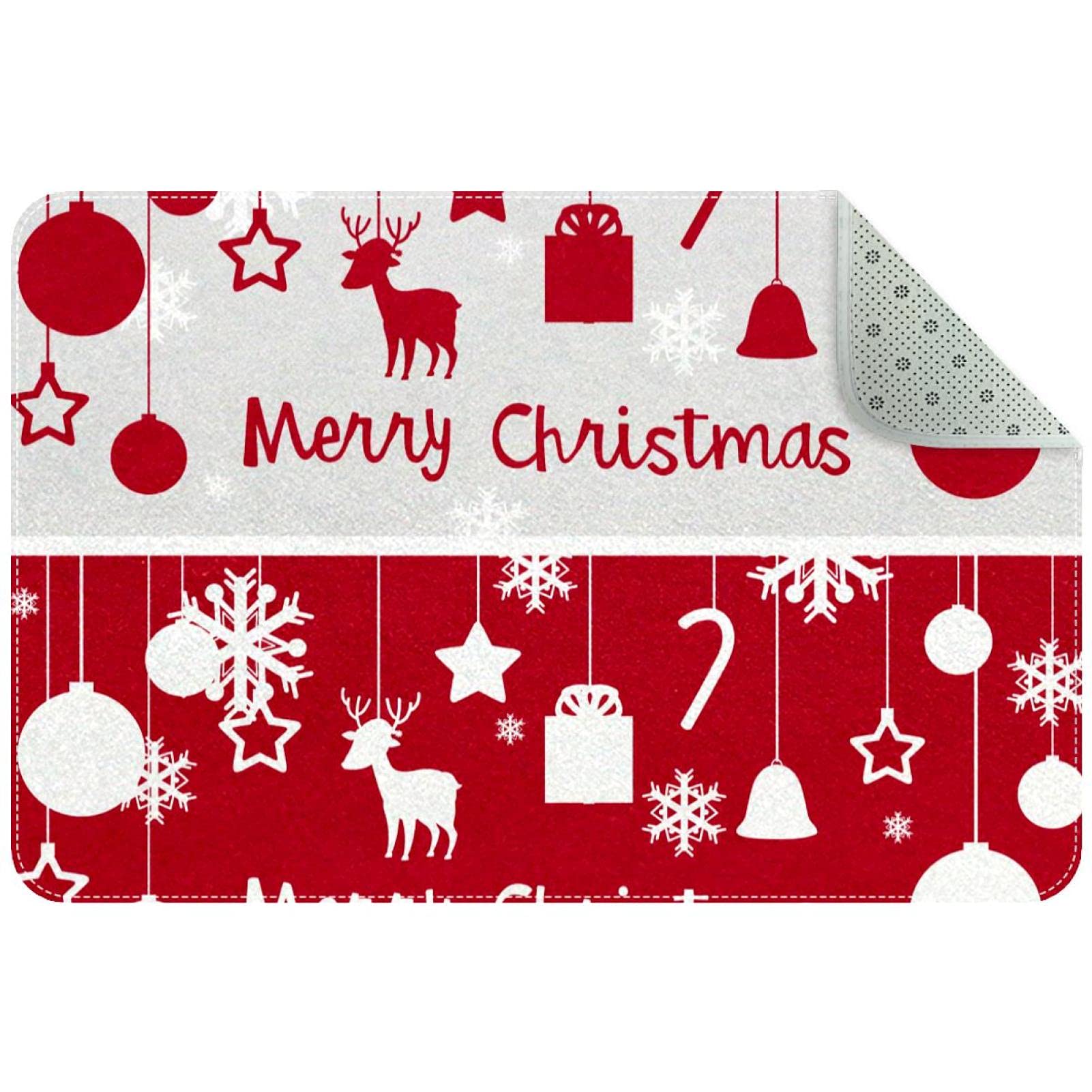 Tapis de porte antidérapant cerf de Noël : grattoir chaussures durable