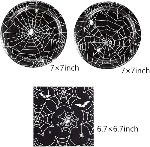 Miniatura 2 de Egami 48 suministros para fiesta de Halloween, incluye 24 platos de postre, 24 servilletas, utilizados para decoración de fiesta de cumpleaños de