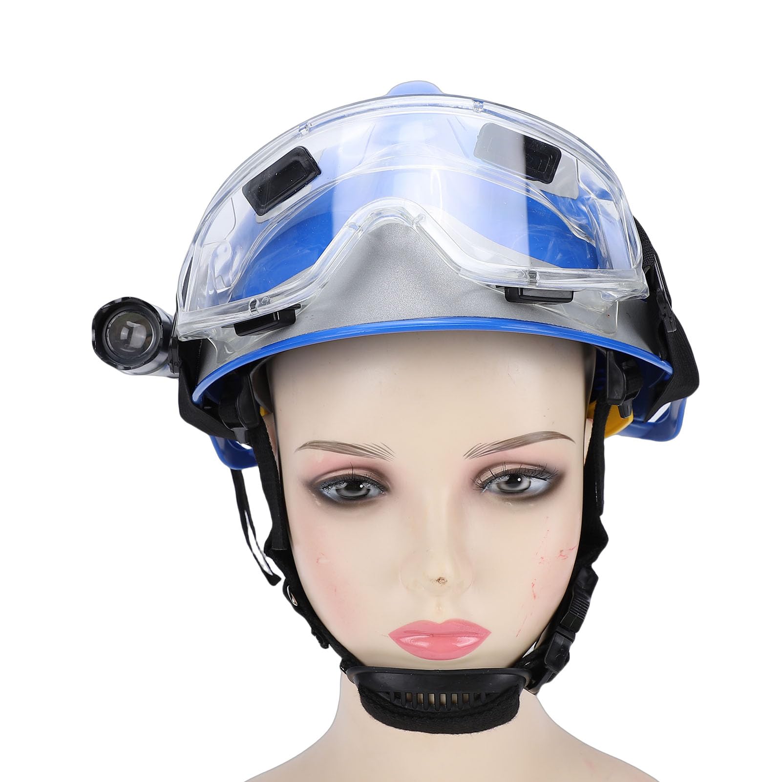 KIMISS Casco Duro de Seguridad para Construcción y Casco de Bombero de Emergencia con Faro y Tira Reflectante