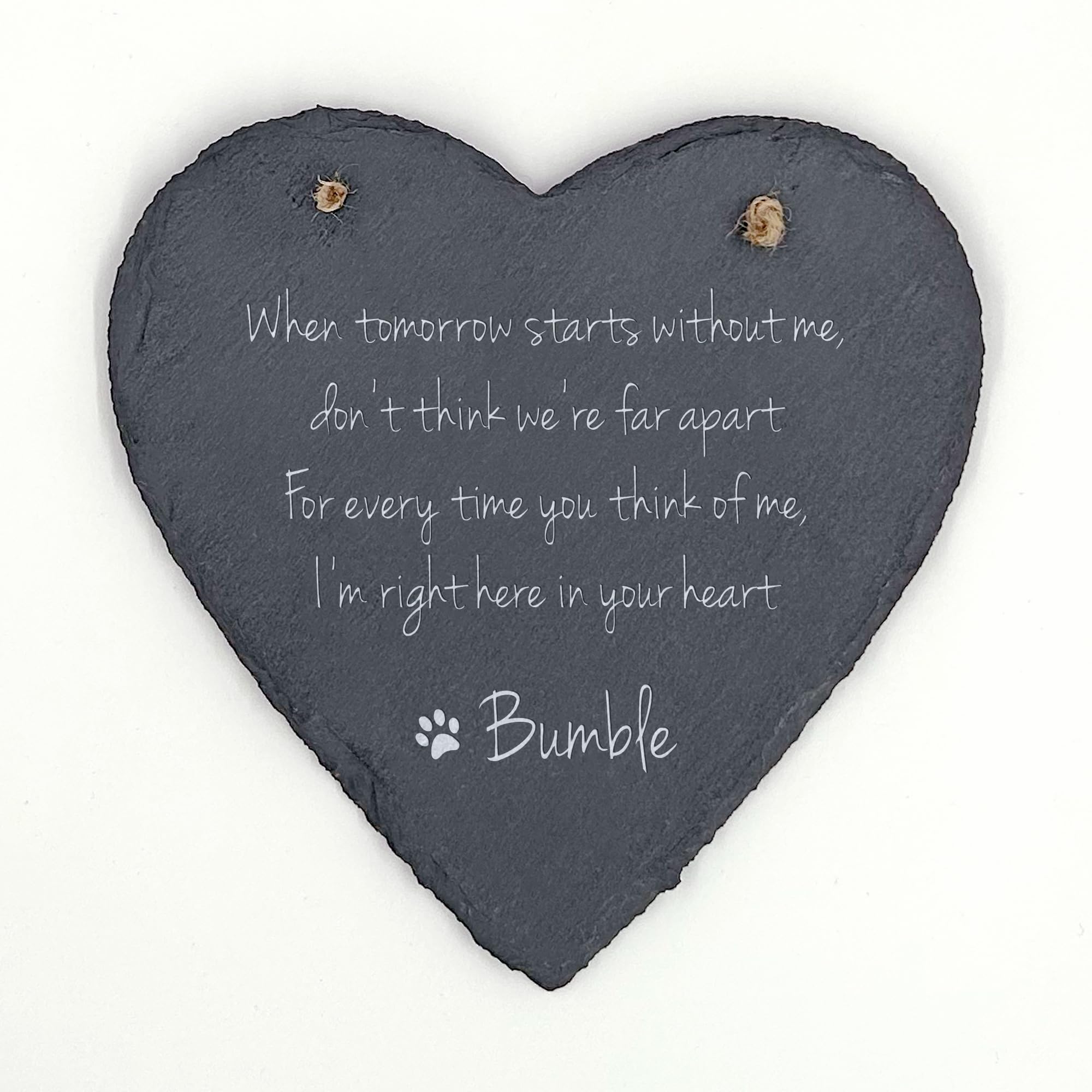 Image Industry Personalised Paw Print Pet Memorial Slate Heart β Engraved Dog Cat Remembrance Keepsake Sympathy Gift Hanging Ornament