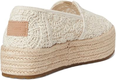 TOMS Women's Valencia Platform Espadrille, Textile Upper, Ortholite Insole, Natural Crochet Lace, 8.5