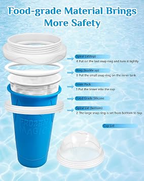 Slushie Cup, Double Layers Silica DIY Portable Slushy Cup with Lid & Straw