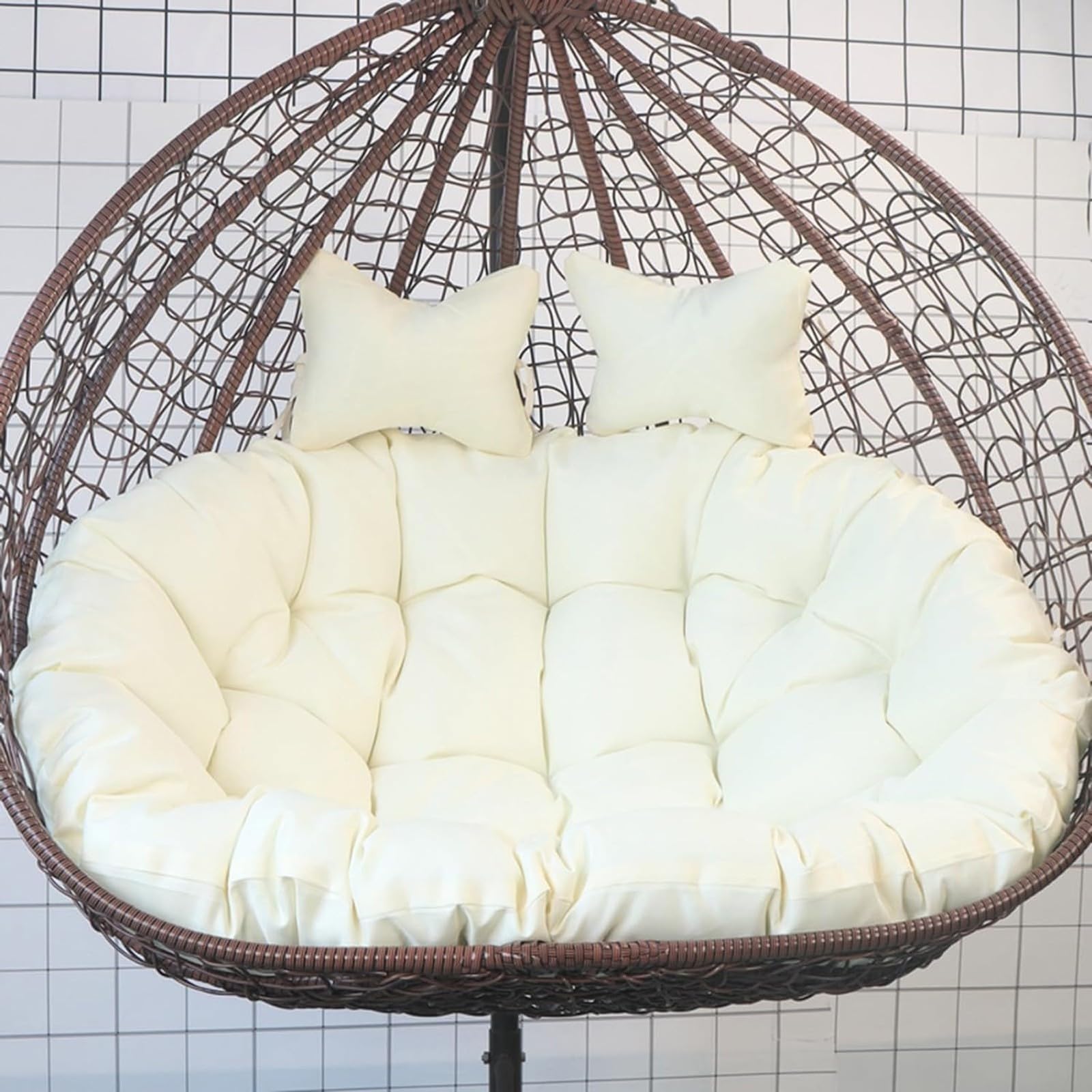 Egg Chair Swing Cushion Outdoor, 2 Person Hanging Egg Chair Cushion, Double Hanging Basket Chair Cushion, Hanging Hammock Chair Cushion Replacement (Only Cushion)(E,170 * 120cm/67 * 47in)