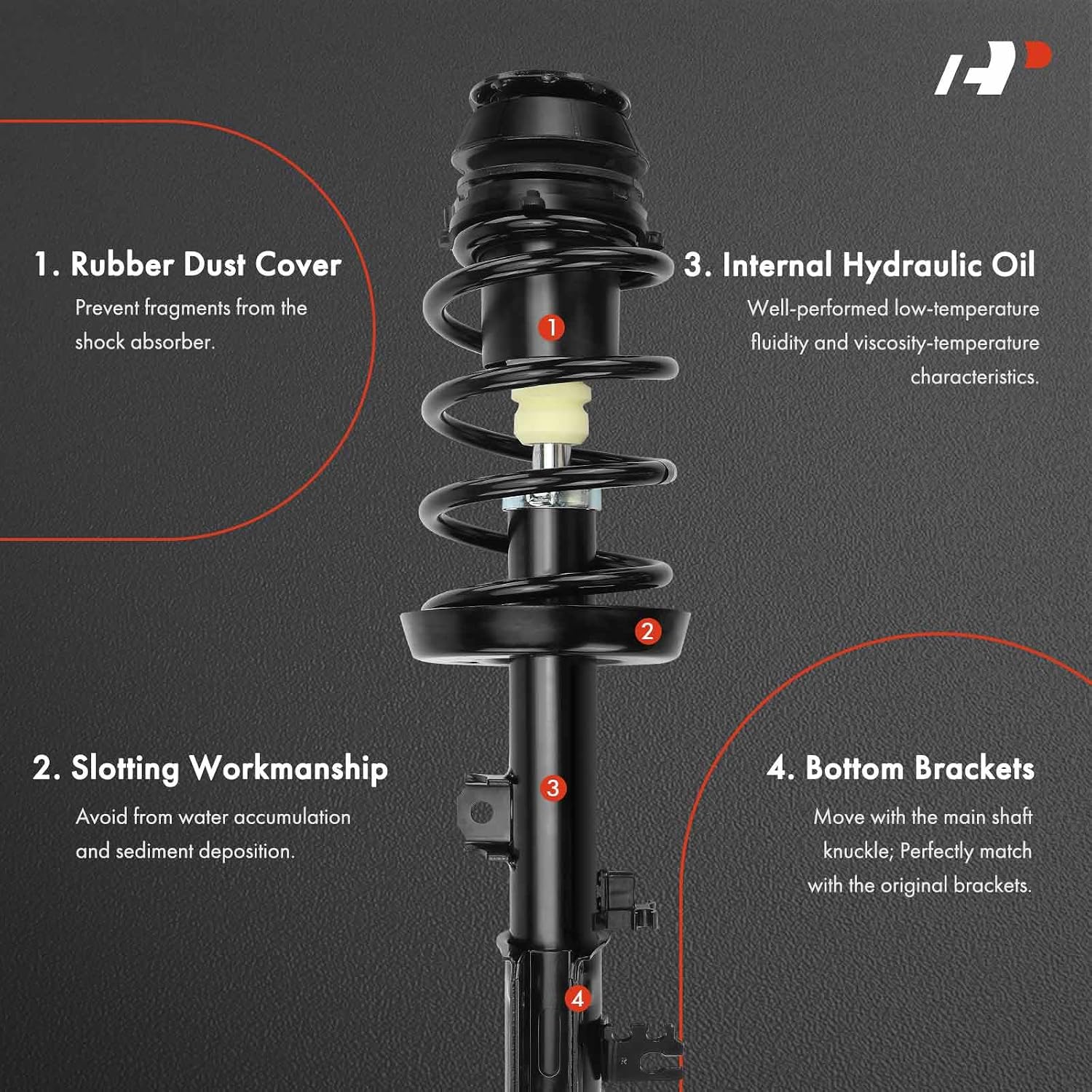 A-Premium Set (4) Front and Rear Shock Absorber and Complete Strut and Coil Spring Assembly Compatible with Saturn LS/LS1/LW1 2000, L100 2001-2002, LW200/L200 2001-2003, L300 2004