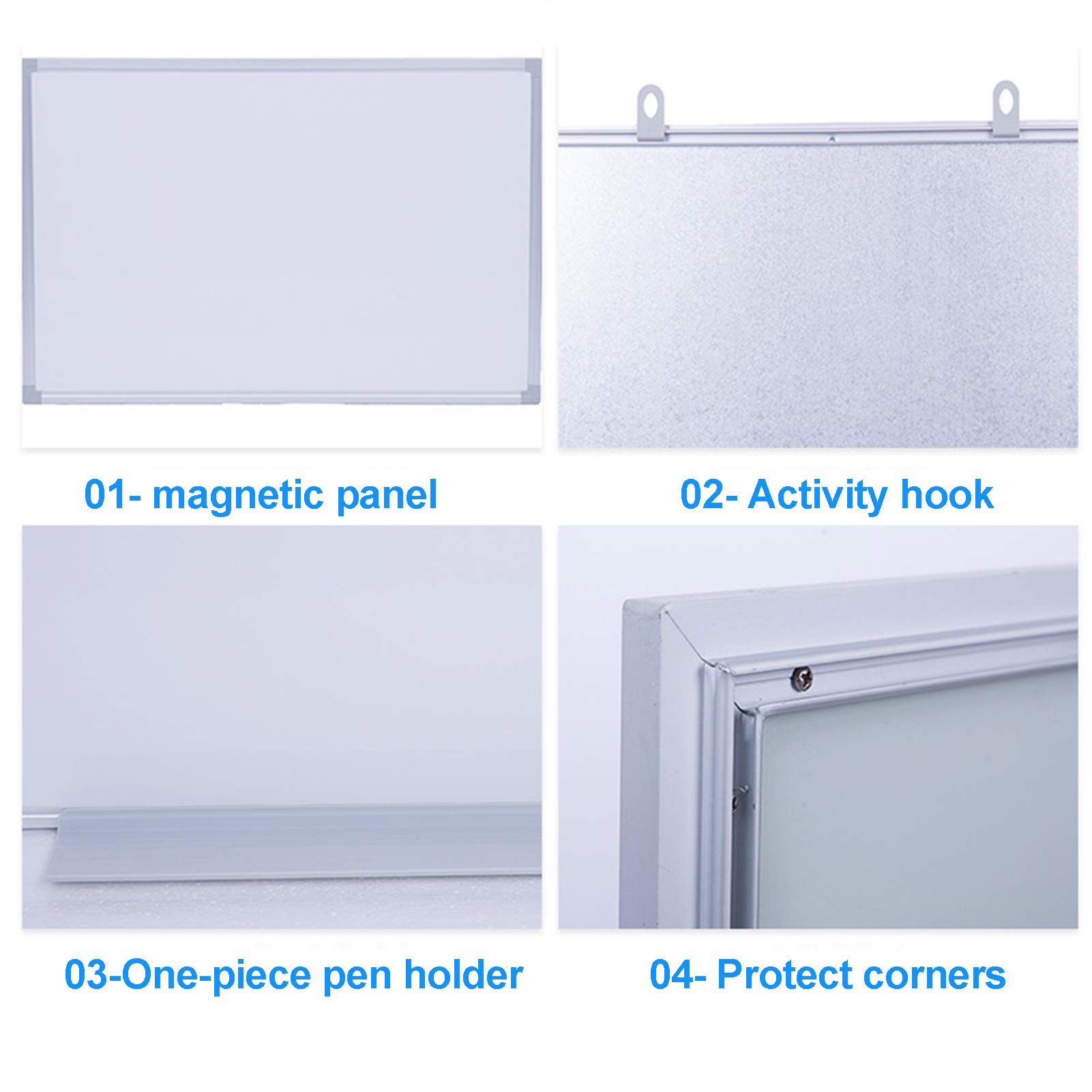 Tablica magnetyczna jednostronna tablica suchościeralna do montażu na ścianie ramka ze stopu aluminium z ruchomym haczykiem i obsadką do pióra 60X90Cm