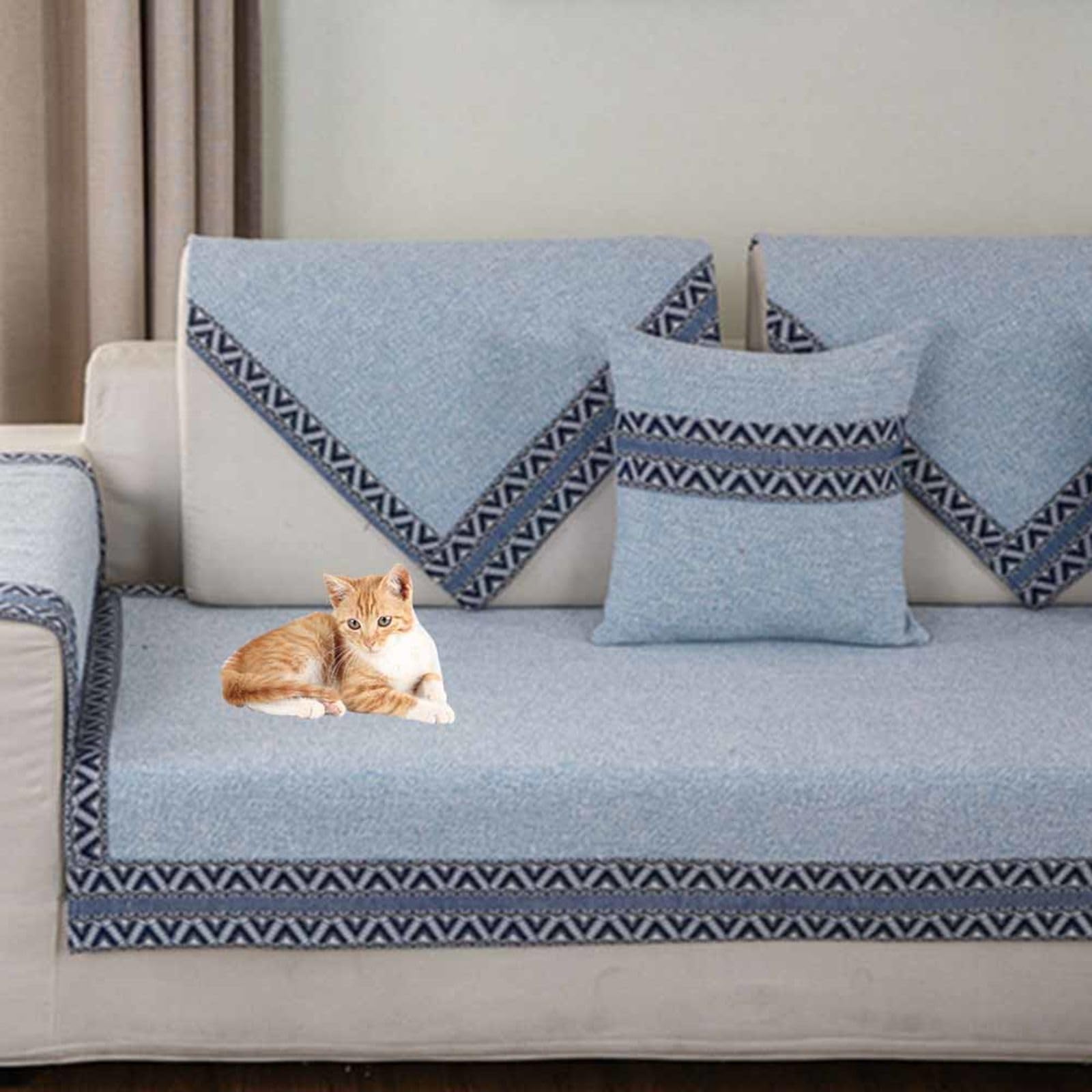 Racib Funny Fuzzy Corner Non Slip Velvet Sofa Slipcovers, Waterproof Couch Covers - Dog Protector, L Shape, 1-4 Seater, W-70x70cm