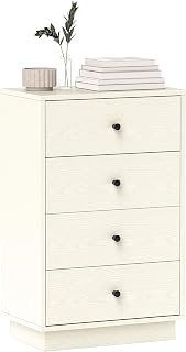 HOMCOM Commode 5 Tiroirs Moderne avec Poignées 47 x 29 x 95 cm Crème | Commode Chambre, Meuble de Rangement, pour Chambre à Coucher, Salon