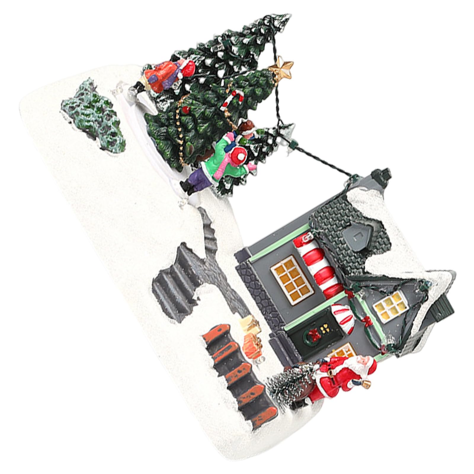 Weihnachtshaus aus Kunstharz mit Beleuchtung als Tischfigur